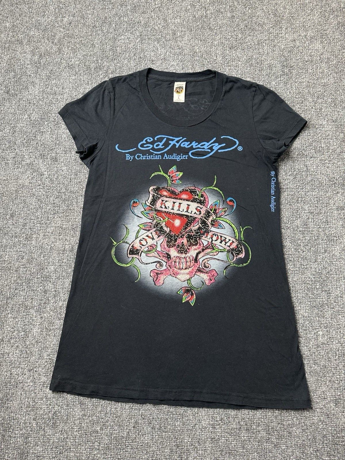 Ed Hardy Womens T-Shirt Ed Hardy Christian Audigier Black, Size L Size L / US 10 / IT 46 - 1 Thumbnail