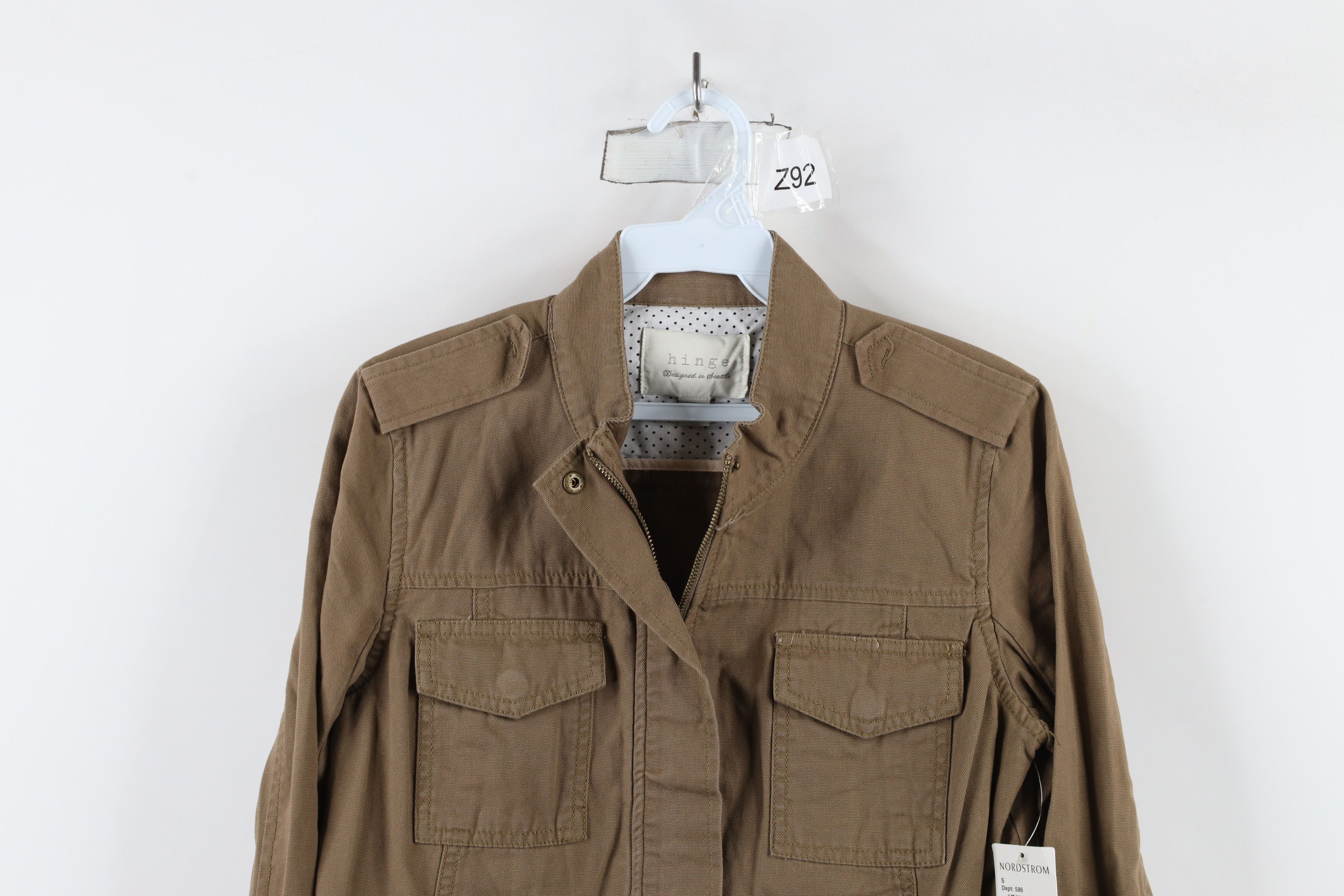 Vintage New Hinge Nordstrom Canvas Military Style Field Jacket Stone Size S / US 4 / IT 40 - 2 Thumbnail
