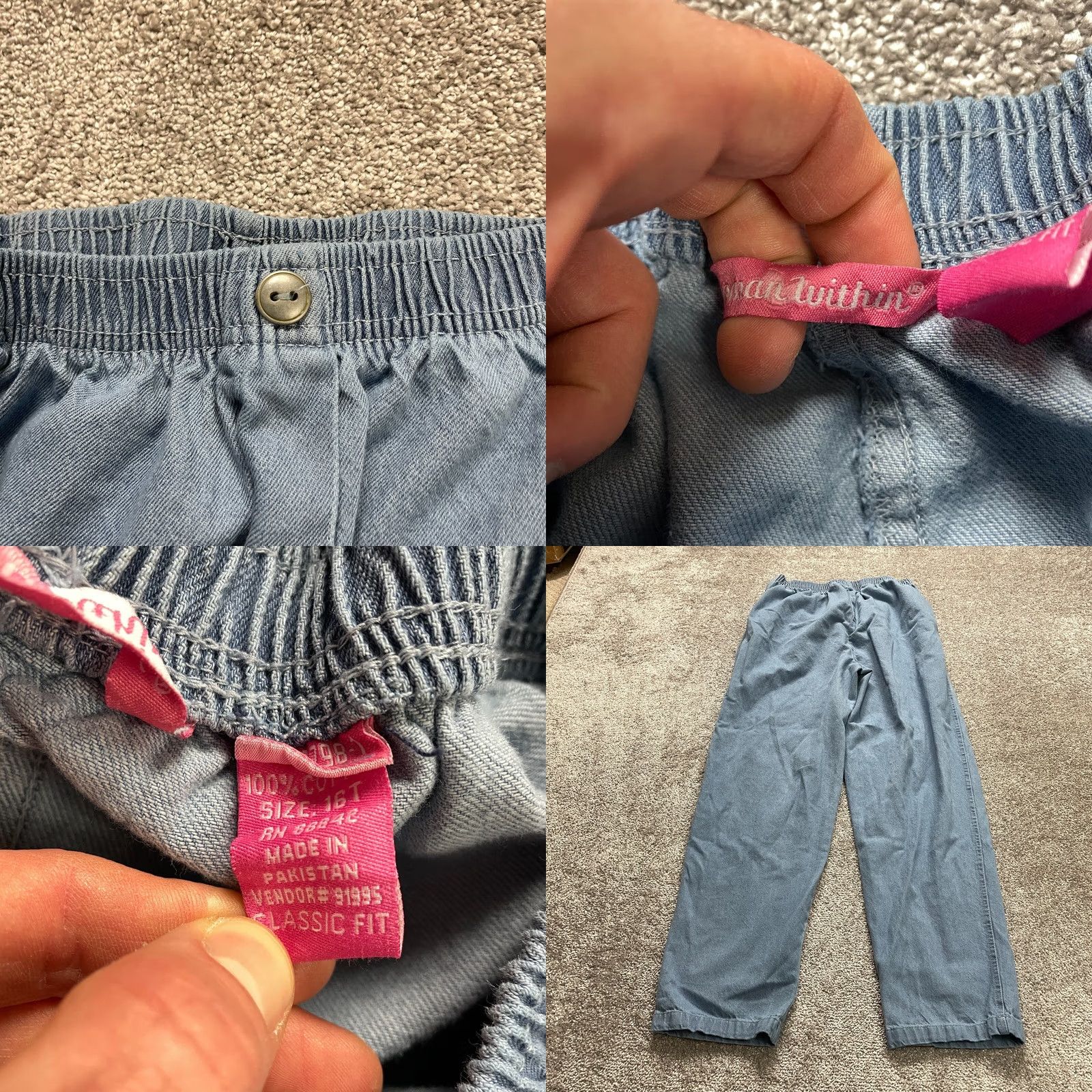 Vintage Woman Within Jeans Pants Womens Plus 16 Tall Blue Classic Fit Light Wash 30x33 Denim 100% Cotton Straight Zip Pocket/Comfort Elastic Size 30" / US 8 / IT 44 - 8 Thumbnail