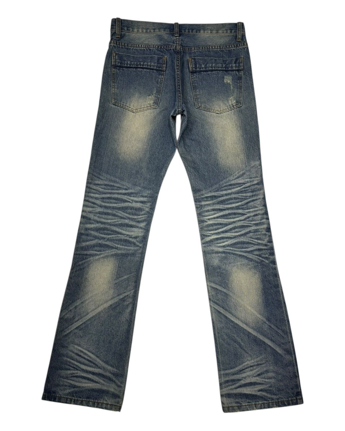 If Six Was Nine × Le Grande Bleu (L.G.B.) × Tornado Mart FLARE SLIM FIT INDECENT CLAWMARK DENIM JEANS Size US 31 - 10 Thumbnail