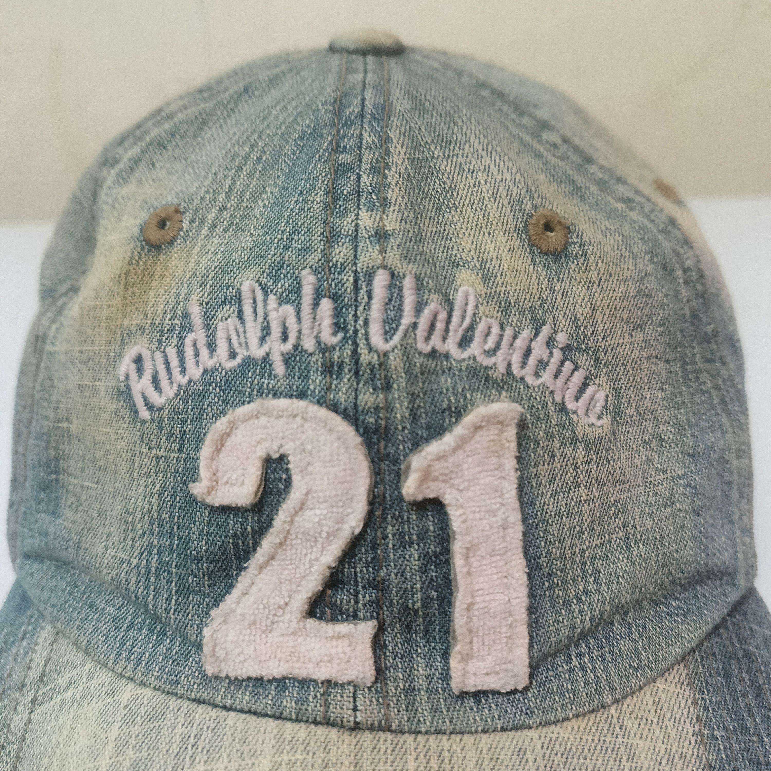 Valentino Vintage Rudolph Valentino Distressed Denim Style Cap Hat Size ONE SIZE - 3 Thumbnail