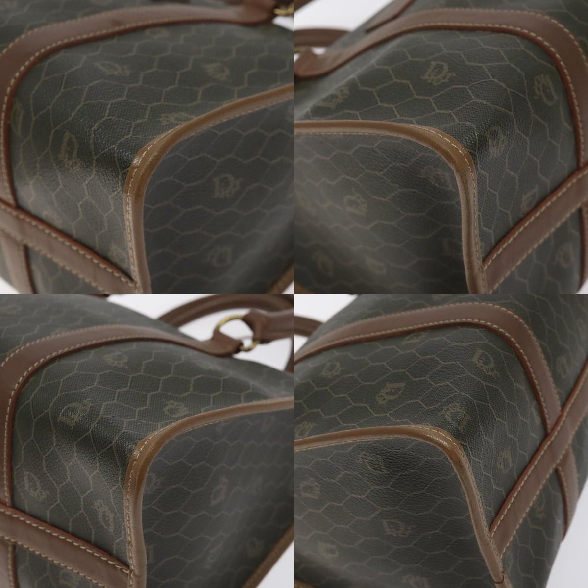Dior DIOR Honeycomb Canvas Hand Bag Pvc Black Gold Size ONE SIZE - 10 Thumbnail