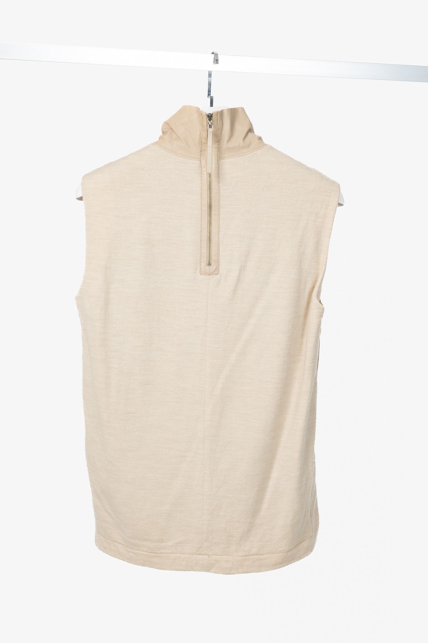 Helmut Lang Helmut Lang AW14 Beige Tilt Leather High-Neck Top Size M / US 6-8 / IT 42-44 - 2 Thumbnail
