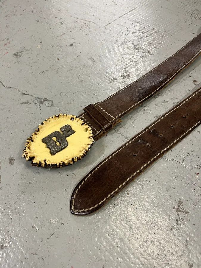Dsquared2 2000s Dsquared2 Trunk Wood Buckle Brown Leather Belt Size ONE SIZE - 4 Thumbnail