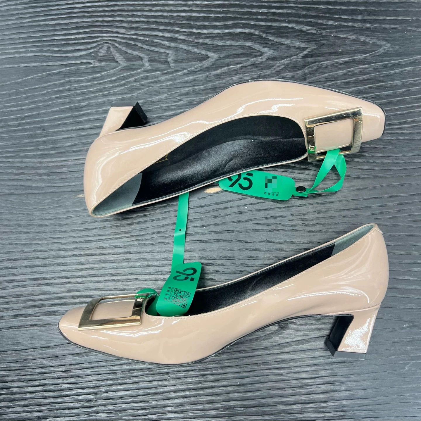 Other RV square toe block heel pumps cream size 38 Size US 7.5 / IT 37.5 - 3 Thumbnail
