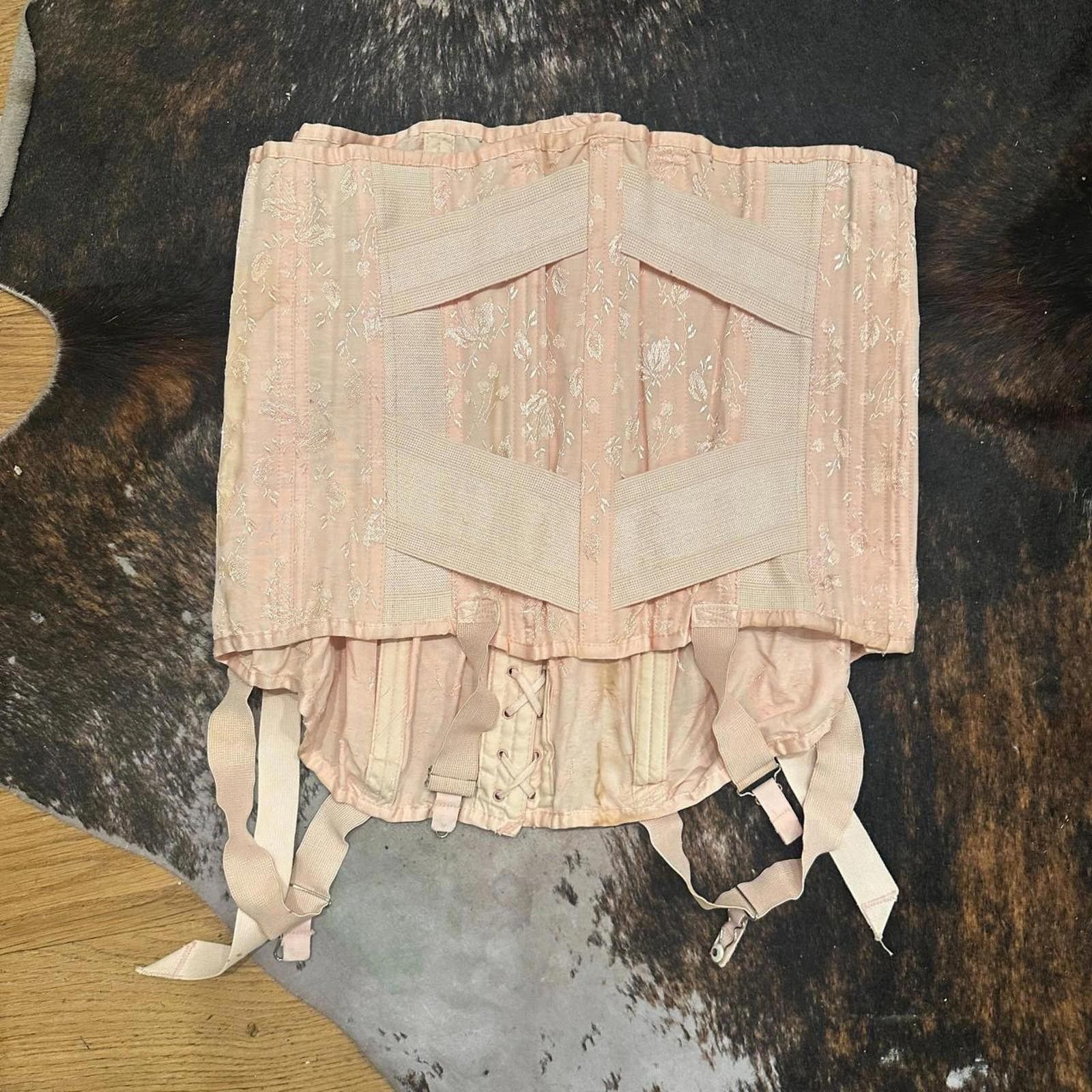 Other True Vintage 1950s 50s Fan Lace Hip Girdle Garter Skirt Size 32" / US 10 / IT 46 - 3 Thumbnail