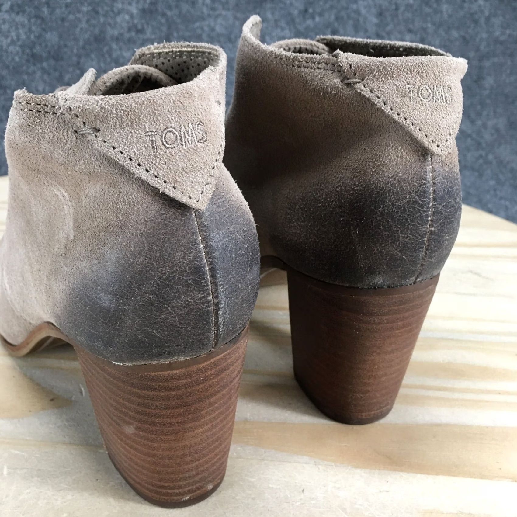 Toms TOMS Boots Womens 9.5 Ankle Bootie Beige Almond Toe Lace Up Block Heel Casual Shoes Size US 10 / IT 40 - 5 Thumbnail