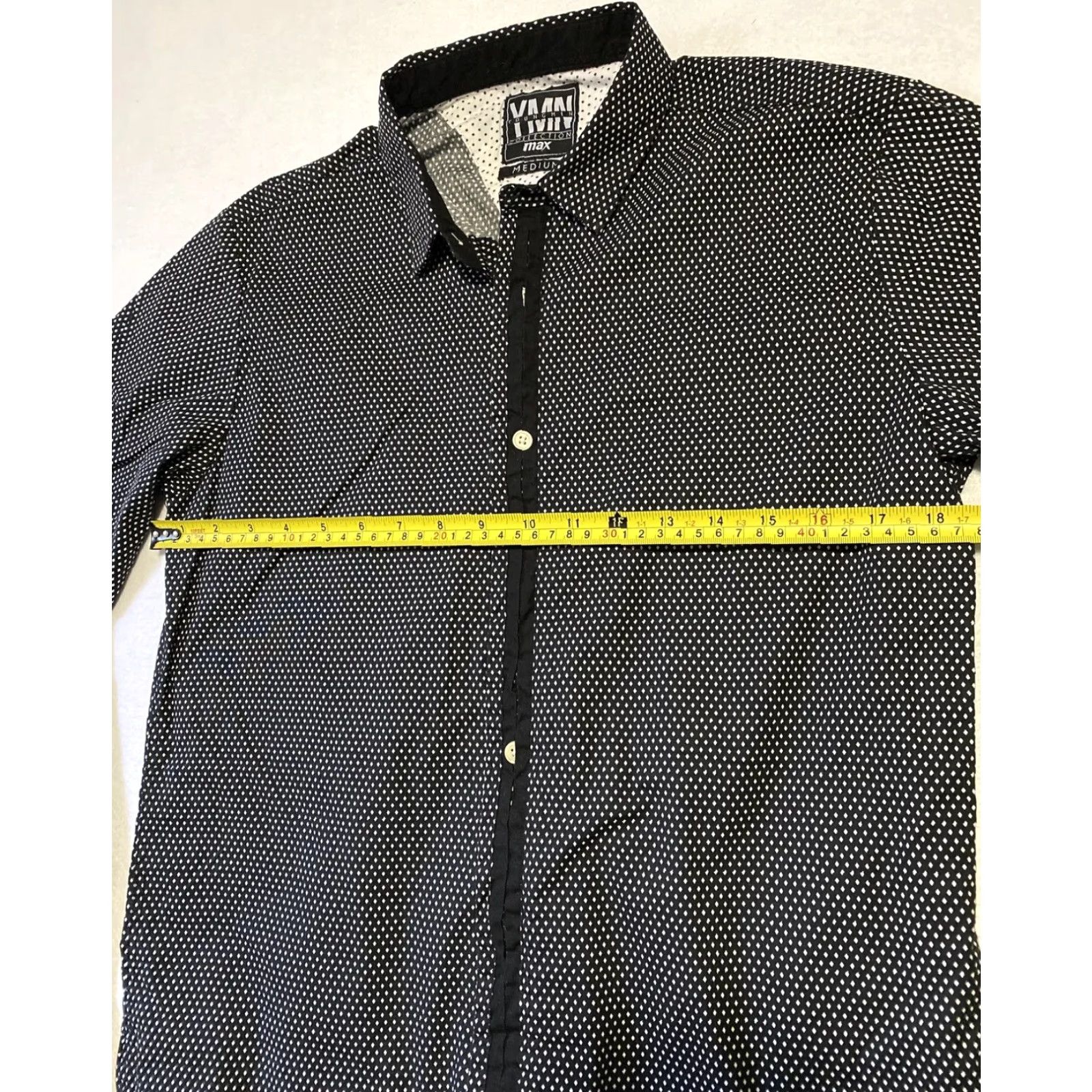 Vintage Ymn Button Down Shirt Mens M Black Polka Dot Long Sleeve Casual Party/Cocktail Vintage Regular Jacket Style Button-Down Collared 24-37 Size 40R - 5 Thumbnail
