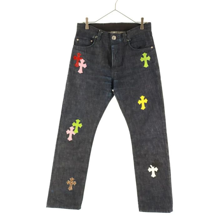 Chrome Hearts Multi-Colored Cross Patches Jeans