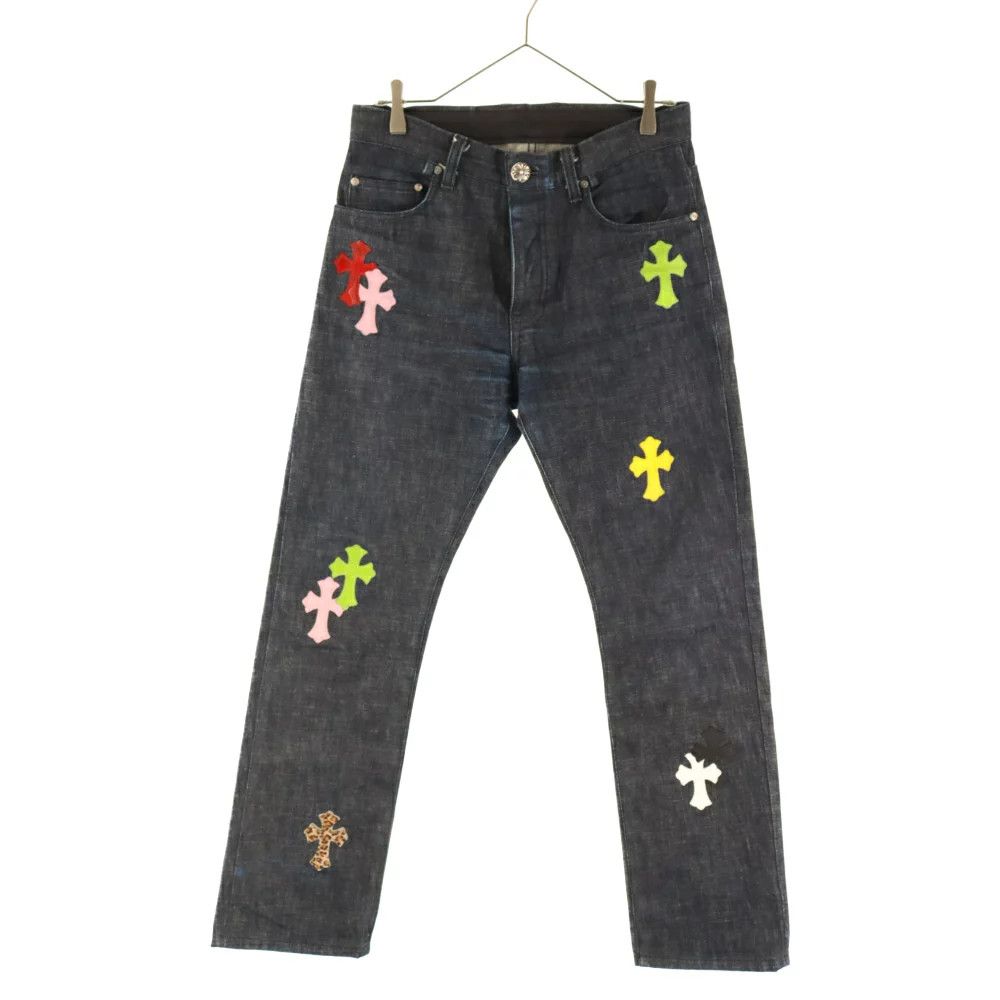 image of Chrome Hearts Multi Color Cross Patch Denim in Black, Men's (Size 30)