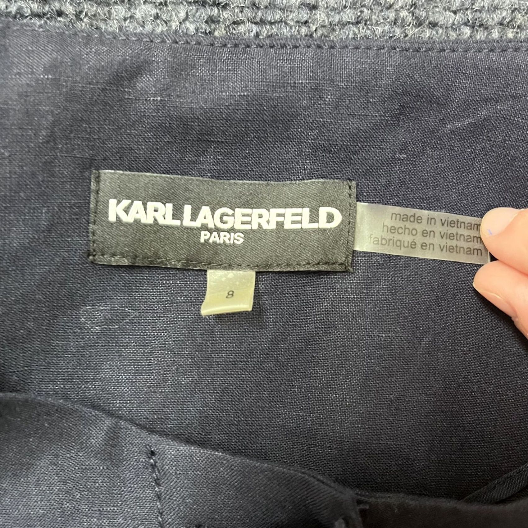 Karl Lagerfeld Karl Lagerfeld Paris Blazer Womens 8 Gray Linen Blend 3/4 Sleeve Button Front Size M / US 6-8 / IT 42-44 - 3 Thumbnail