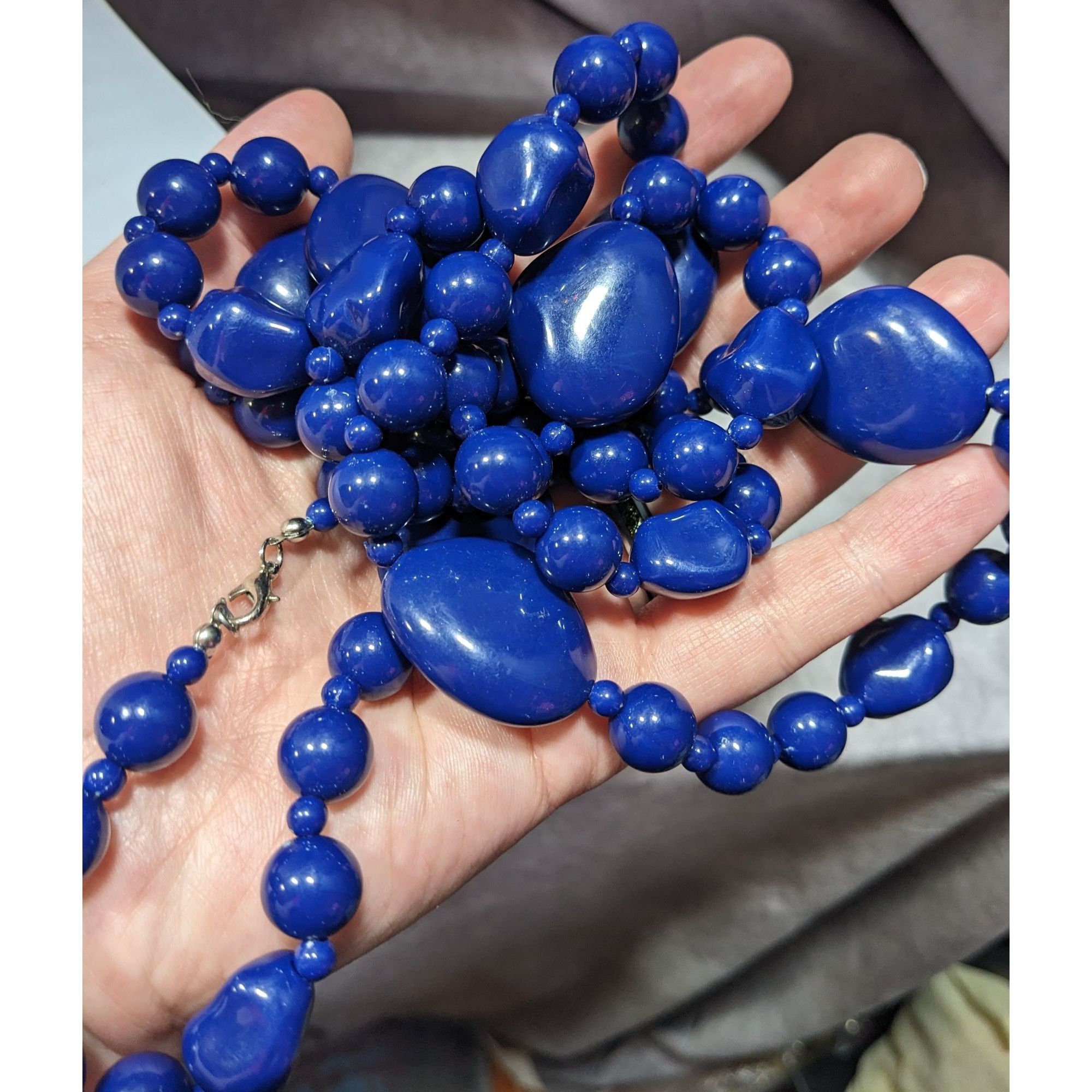 Other Chunky Retro Dark Blue Beaded Opera Necklace Size ONE SIZE - 7 Thumbnail
