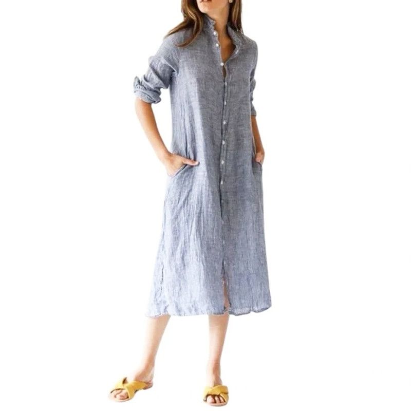 Cp Shades Sausalito Linen Midi Shirt Dress
