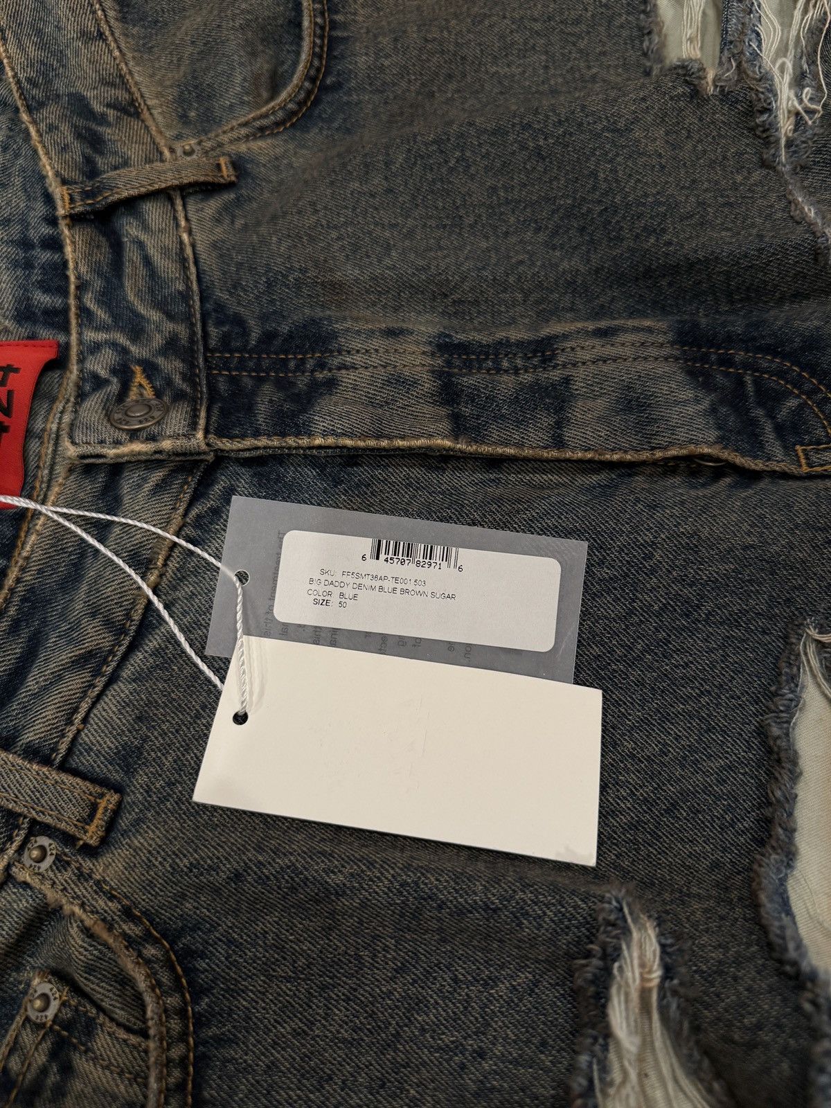 424 424 Big Daddy Denim Blue Brown Sugar Wash Distressed Size US 34 / EU 50 - 8 Thumbnail
