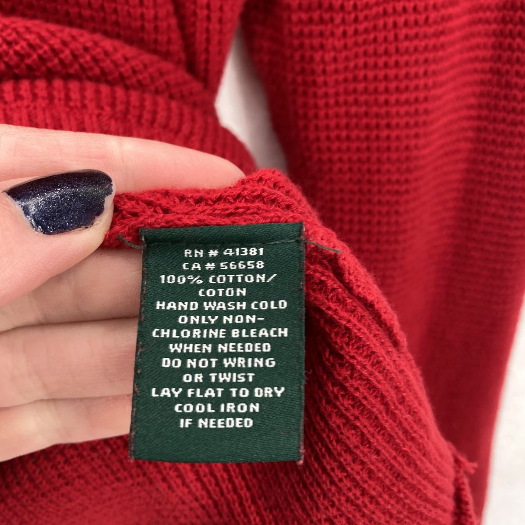 Ralph Lauren VINTAGE Lauren Ralph Lauren Sweater Womens 1X Red Cowl Neck Cotton Waffle Knit Pullover Size XL / US 12-14 / IT 48-50 - 3 Thumbnail