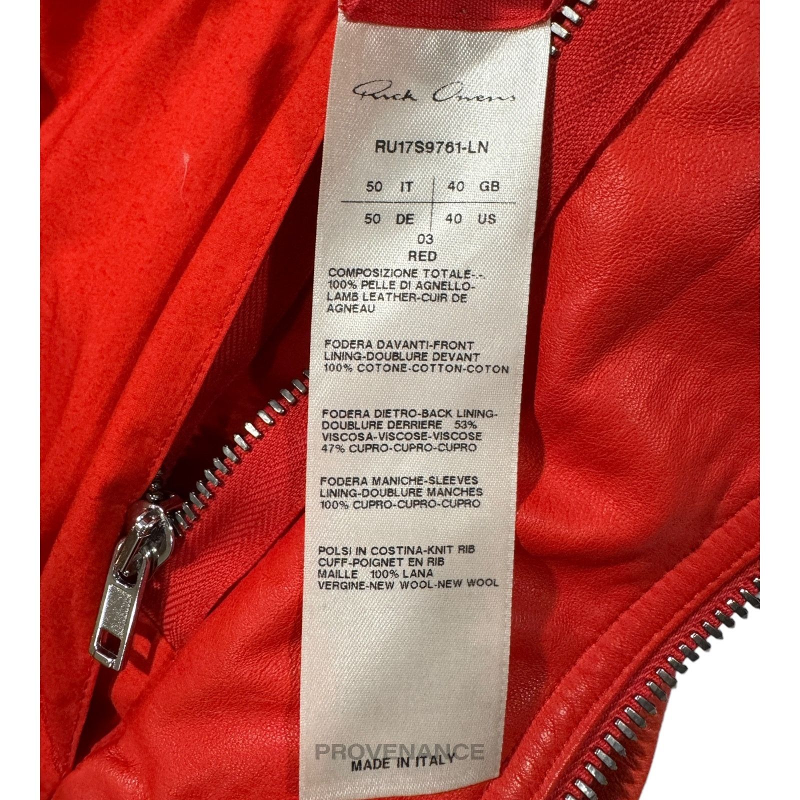 Rick Owens 🔴 Rick Owens Walrus Intarsia Leather Jacket - 50 Red Size US M / EU 48-50 / 2 - 14 Thumbnail