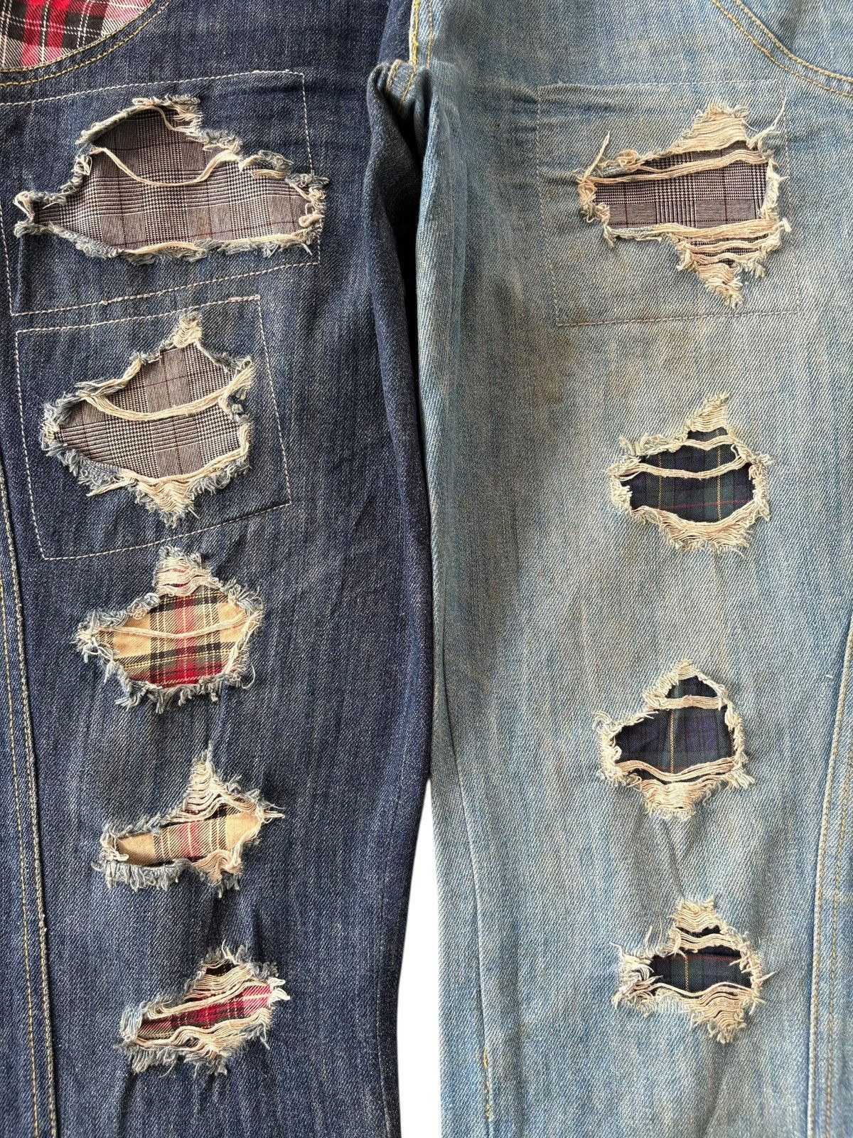 Japanese Brand Vintage Japanese Brand Double Waist Patched Hybrid Jeans Size US 33 - 3 Thumbnail