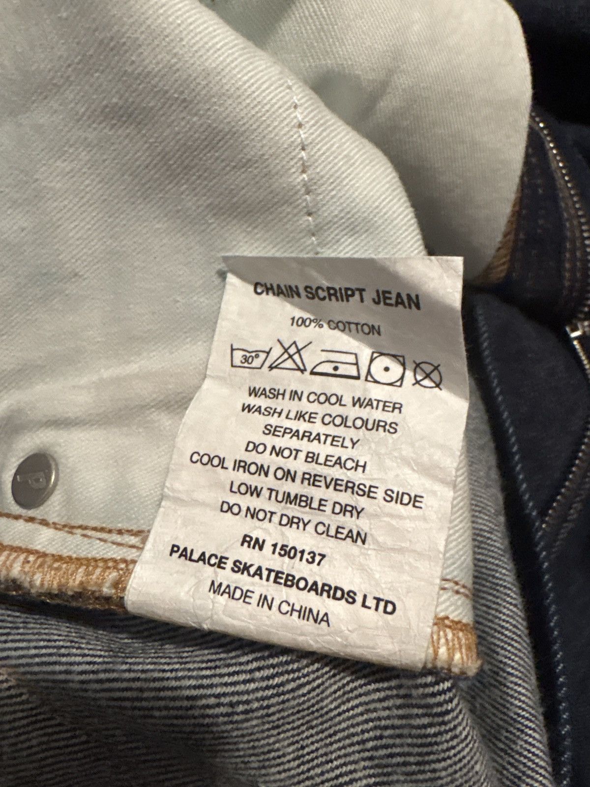 Palace Palace Yellow “Chain Script” Indigo Denim Size US 32 / EU 48 - 5 Thumbnail