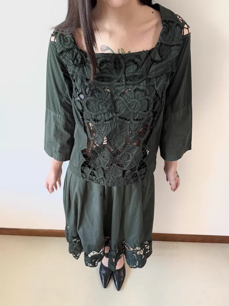 Comme des Garcons Comme Des Garcons size L Moss Green Openwork Floral Set Size S / US 4 / IT 40 - 3 Thumbnail