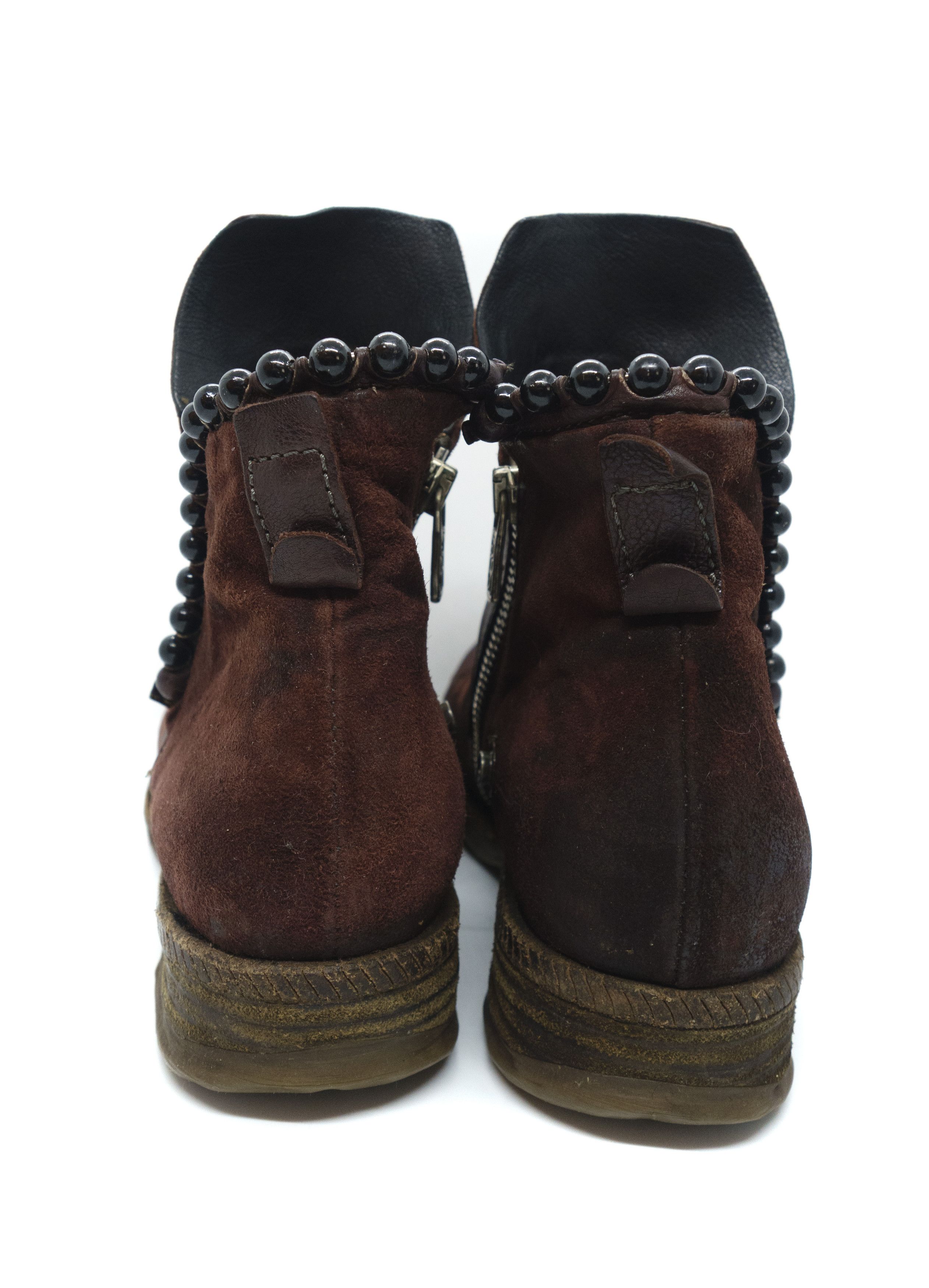 A.S.98 AS98 Leather Pearls Biker Boots Size US 7 / IT 37 - 3 Thumbnail