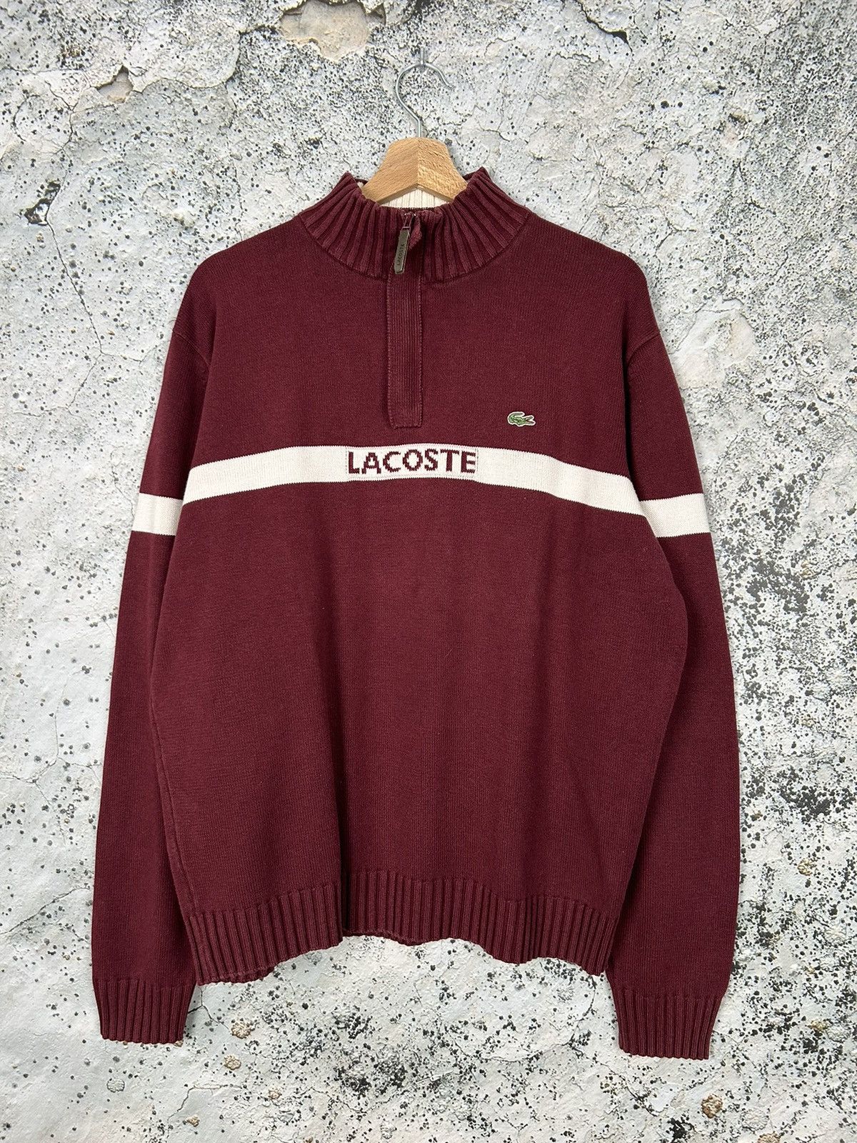Lacoste Vintage Lacoste Half Zip Sweater 90s Center Logo Size US XL / EU 56 / 4 - 1 Thumbnail