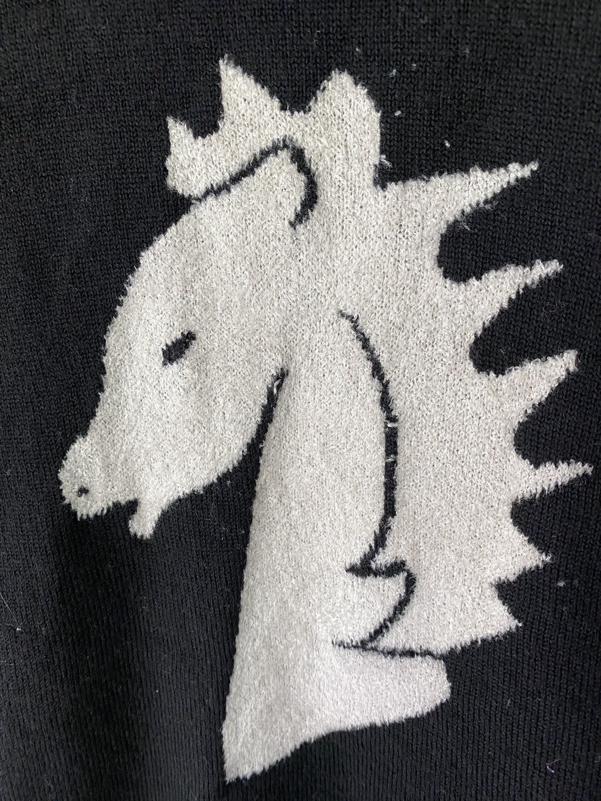 Y's 1990s pierre cardin intarsia Horse knit Size M / US 6-8 / IT 42-44 - 4 Thumbnail