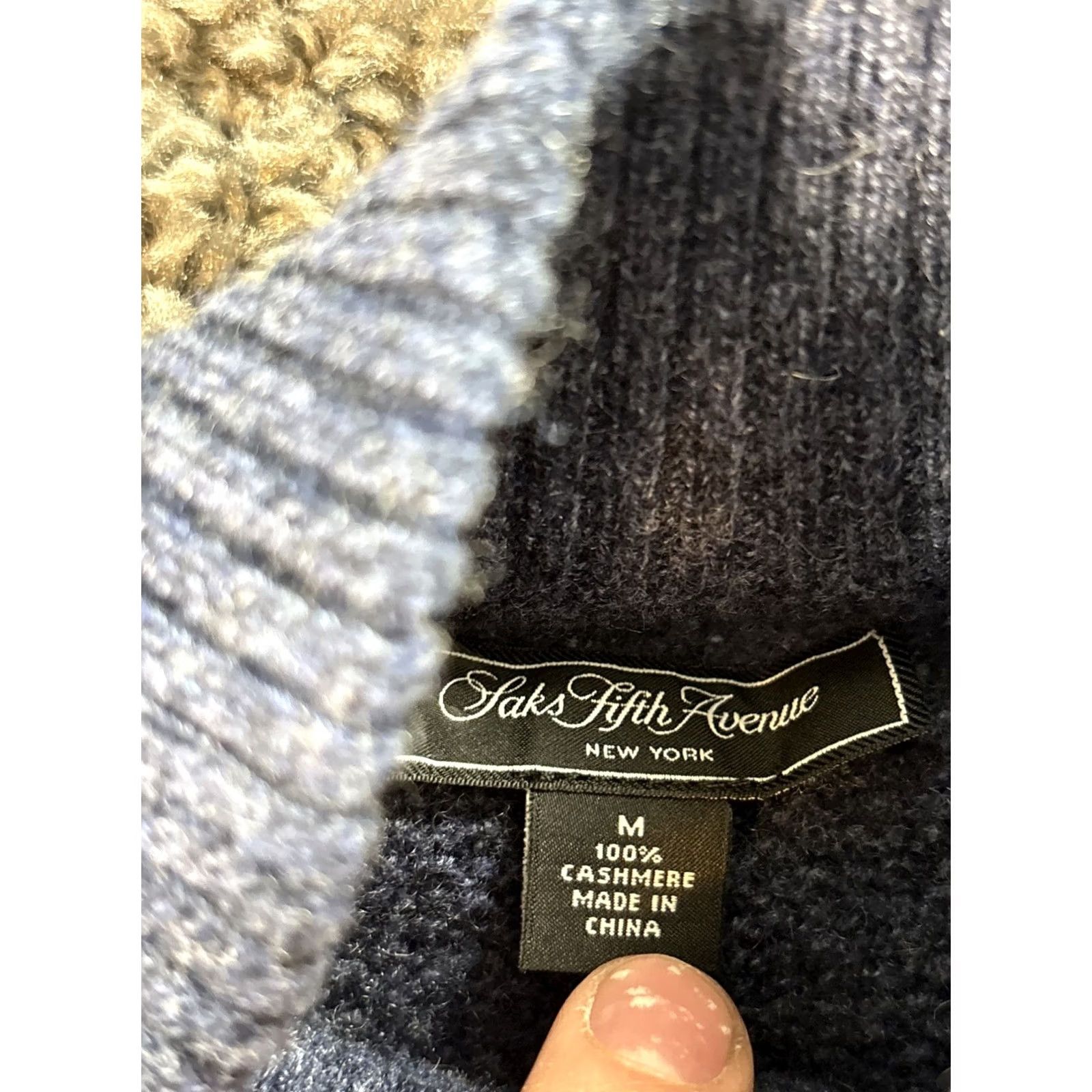 Saks Fifth Avenue Saks Fifth Avenue Sweater Mens M Blue Cashmere Mock Neck Quarter Zip Pullover Size US M / EU 48-50 / 2 - 4 Thumbnail