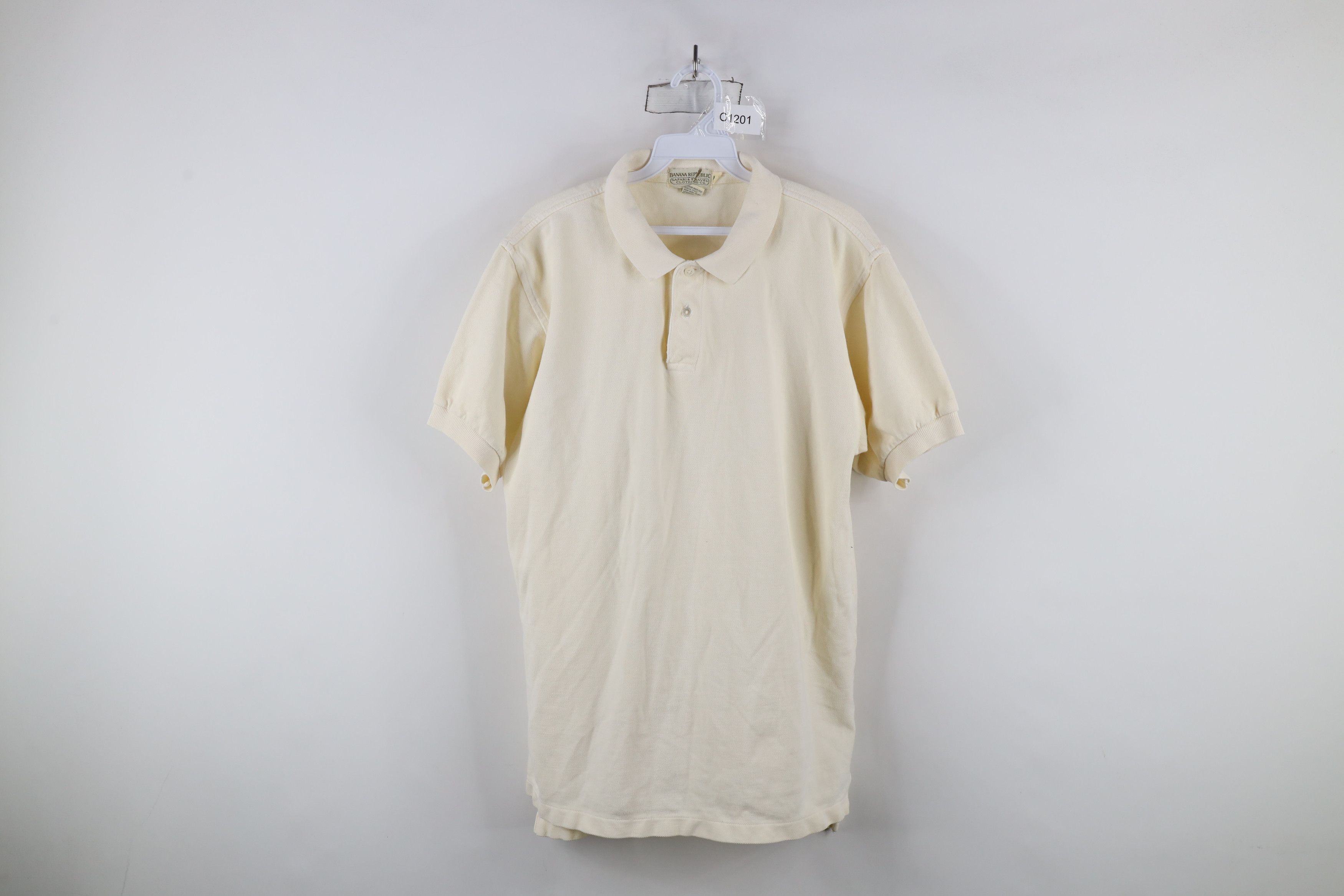 Banana Republic × Vintage Vintage 80s 90s Banana Republic Safari Polo Shirt Cream Size US L / EU 52-54 / 3 - 1 Thumbnail