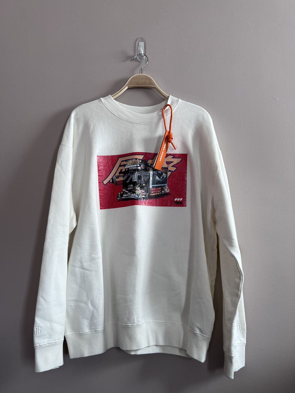 Image of Heron Preston Dekotora Crew Neck Sweatshirt in White, Men's (Size Small)