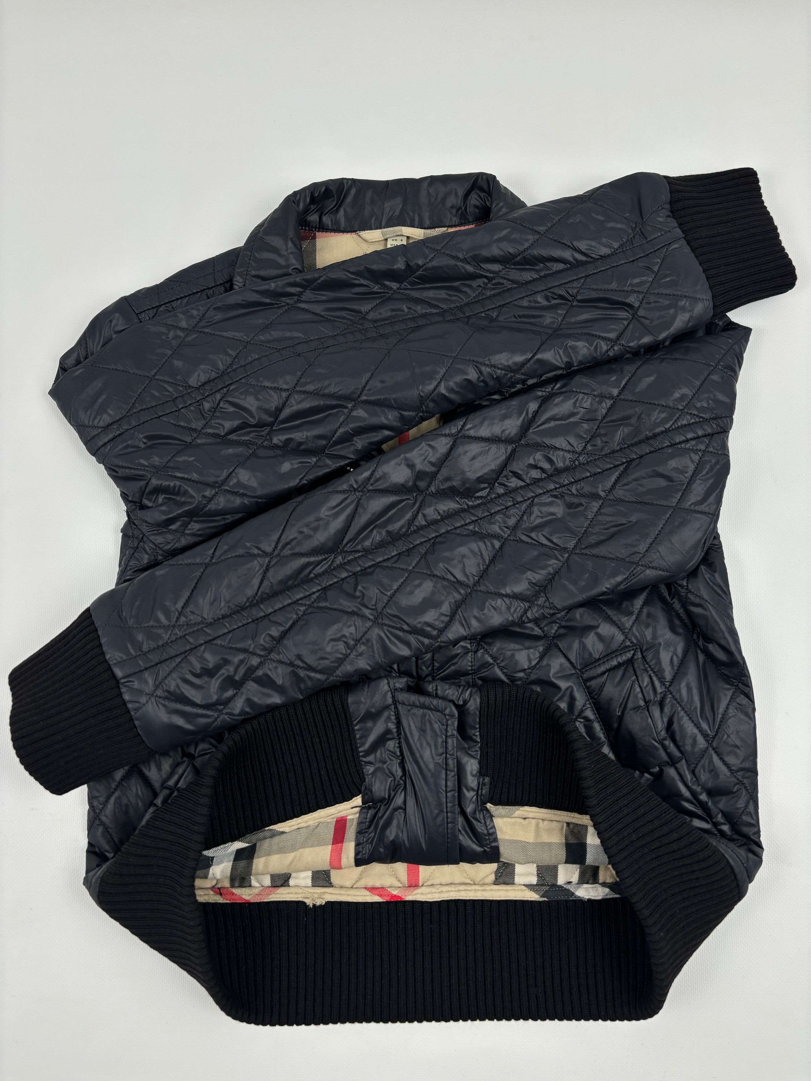 Burberry London Nova Check Biker Ribbed Cuffs Quilted Jacket Full-Zip Bomber Size M / US 6-8 / IT 42-44 - 14 Thumbnail