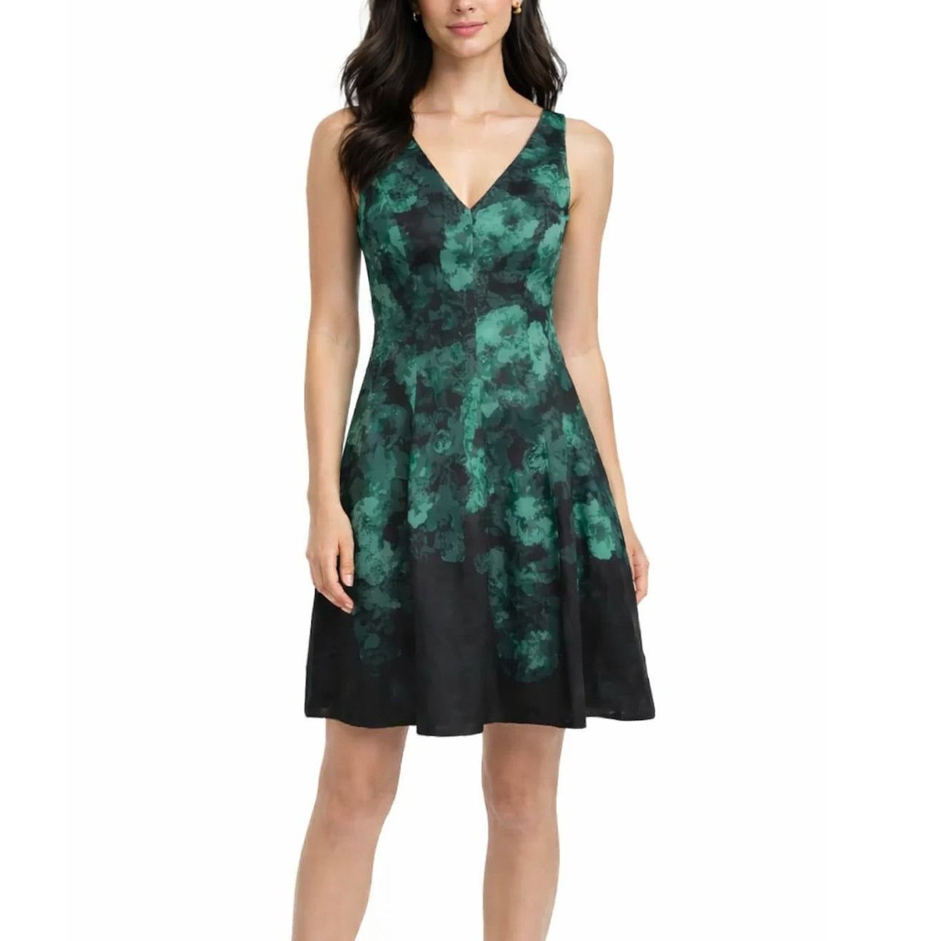 Other Dress Barn Emerald Green Floral Sleeveless Dress 4 Small Size S / US 4 / IT 40 - 1 Thumbnail