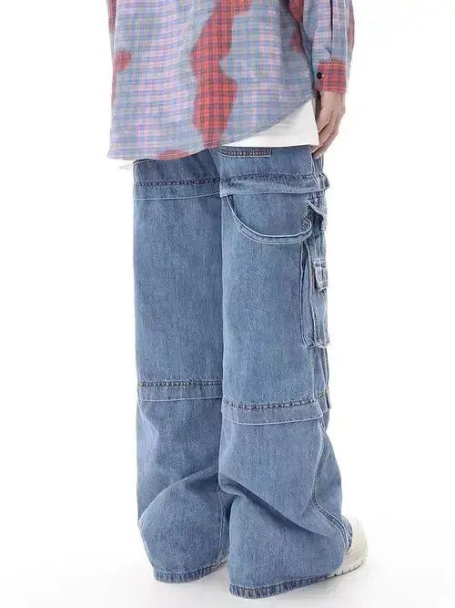 VIBE Retro washed distressed multi-pocket cargo jeans Size US 32 / EU 48 - 3 Thumbnail
