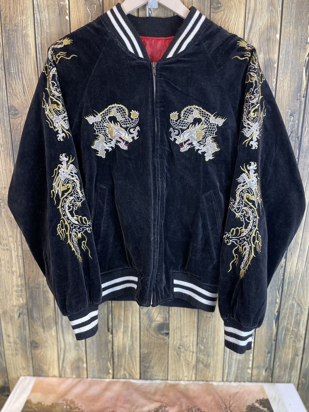Vintage VARSITY SUKAJAN SUEDE BLACK DRAGON Size US M / EU 48-50 / 2 - 8 Thumbnail