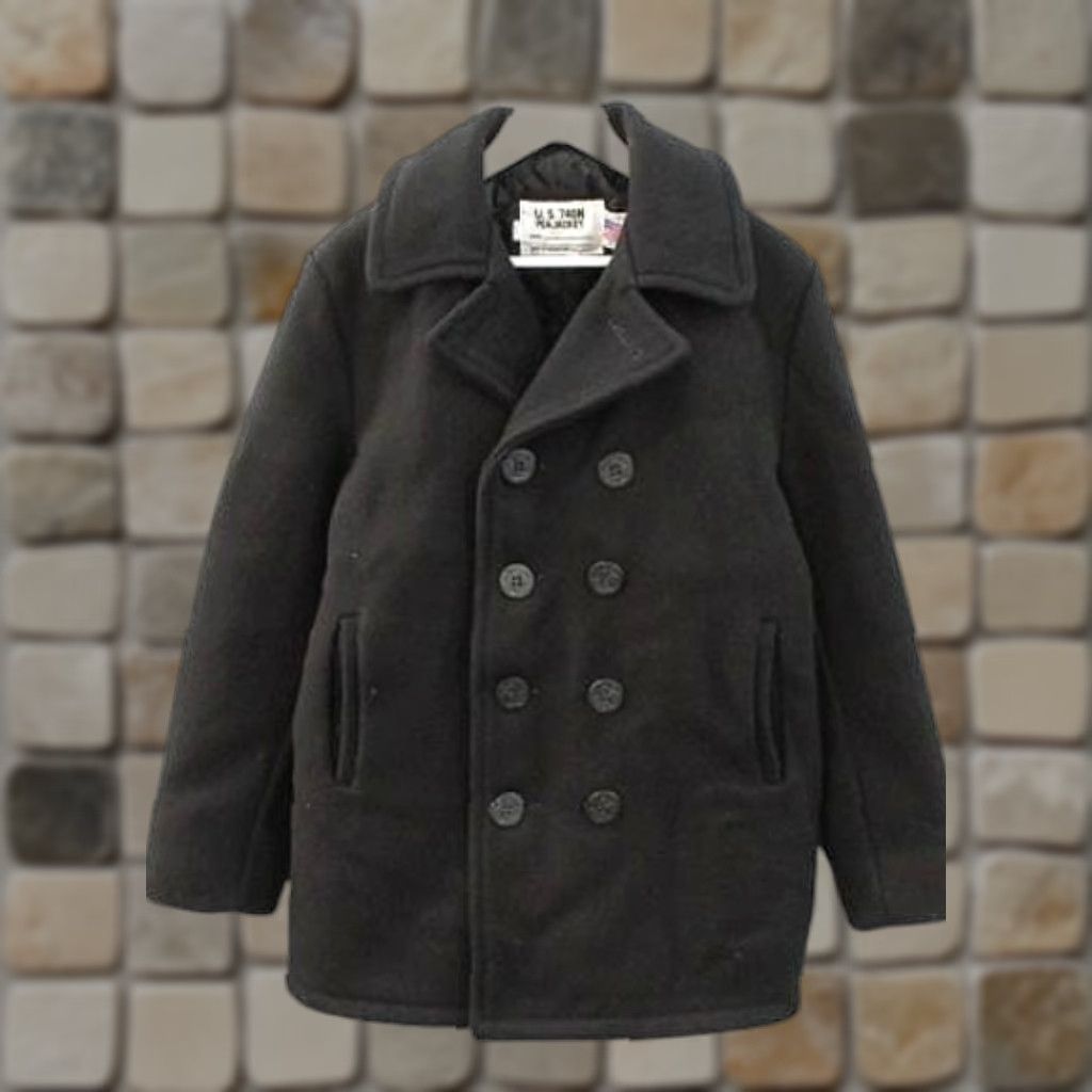 Schott VINTAGE Schott 740N Black Wool Pea Coat Jacket Size 38 Double-Breasted Men Casual Coat Mens Black Wool Pea Coat Jacket 38 US Made USA VTG Size US XXS / EU 40 - 1 Thumbnail