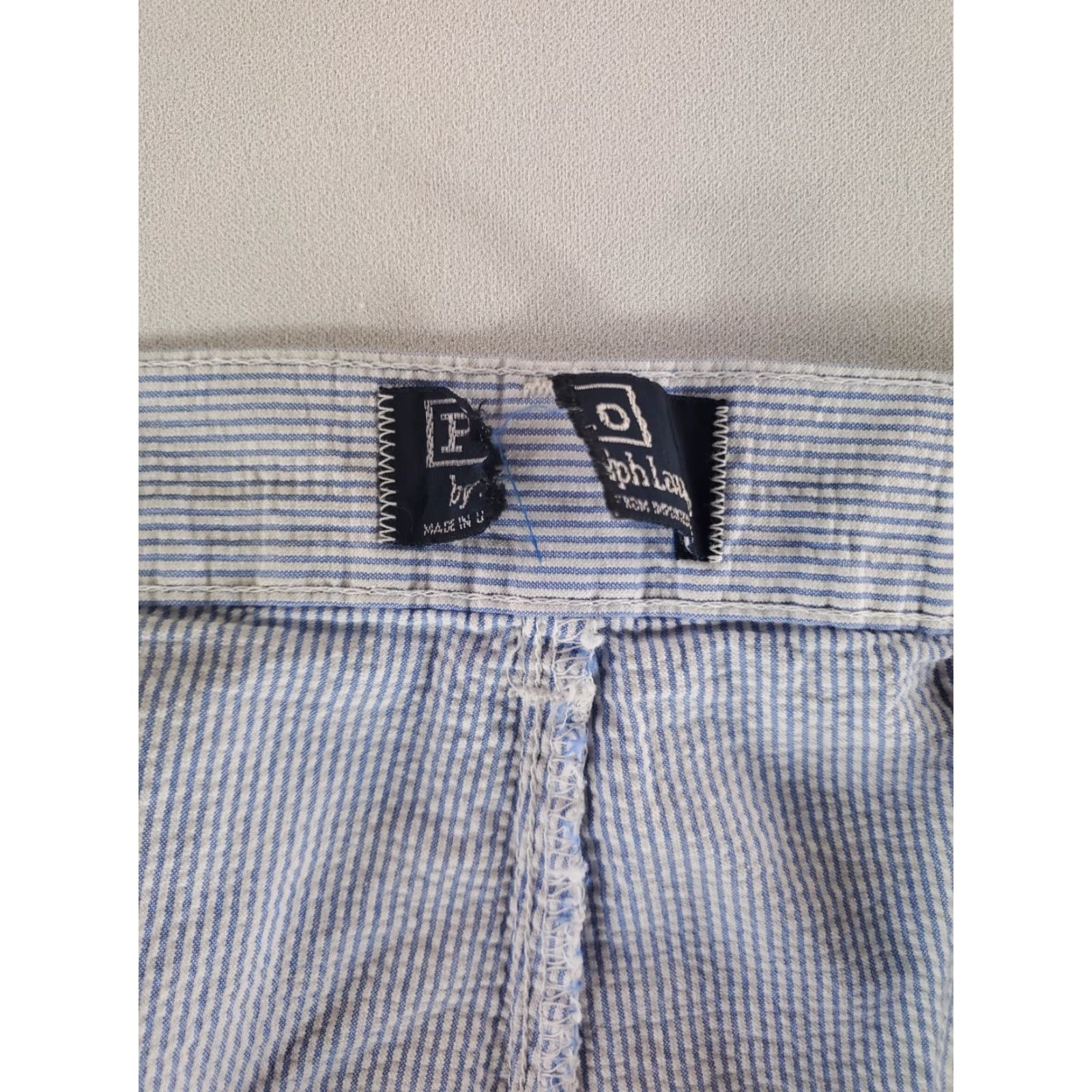 Polo Ralph Lauren Polo Ralph Lauren VTG 90s Seersucker Pants Striped USA Mens 40x34 Inseam 31 Blue Chino Mended Hole Size US L / EU 52-54 / 3 - 5 Thumbnail