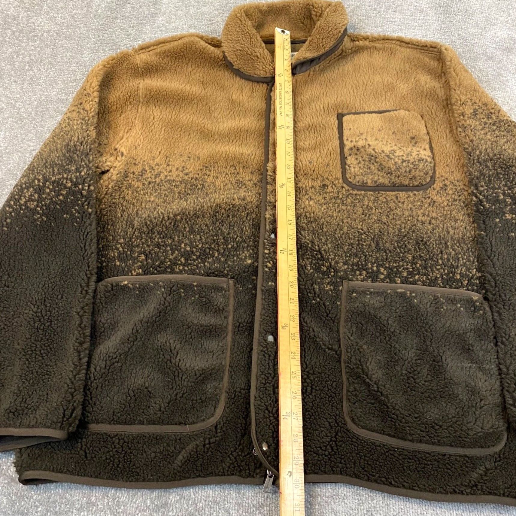 Todd Snyder TODD SNYDER Jacket Mens XL Ombre Sherpa Ranch Chore Brown Coffee Italy Snap Zip Size US XL / EU 56 / 4 - 3 Thumbnail