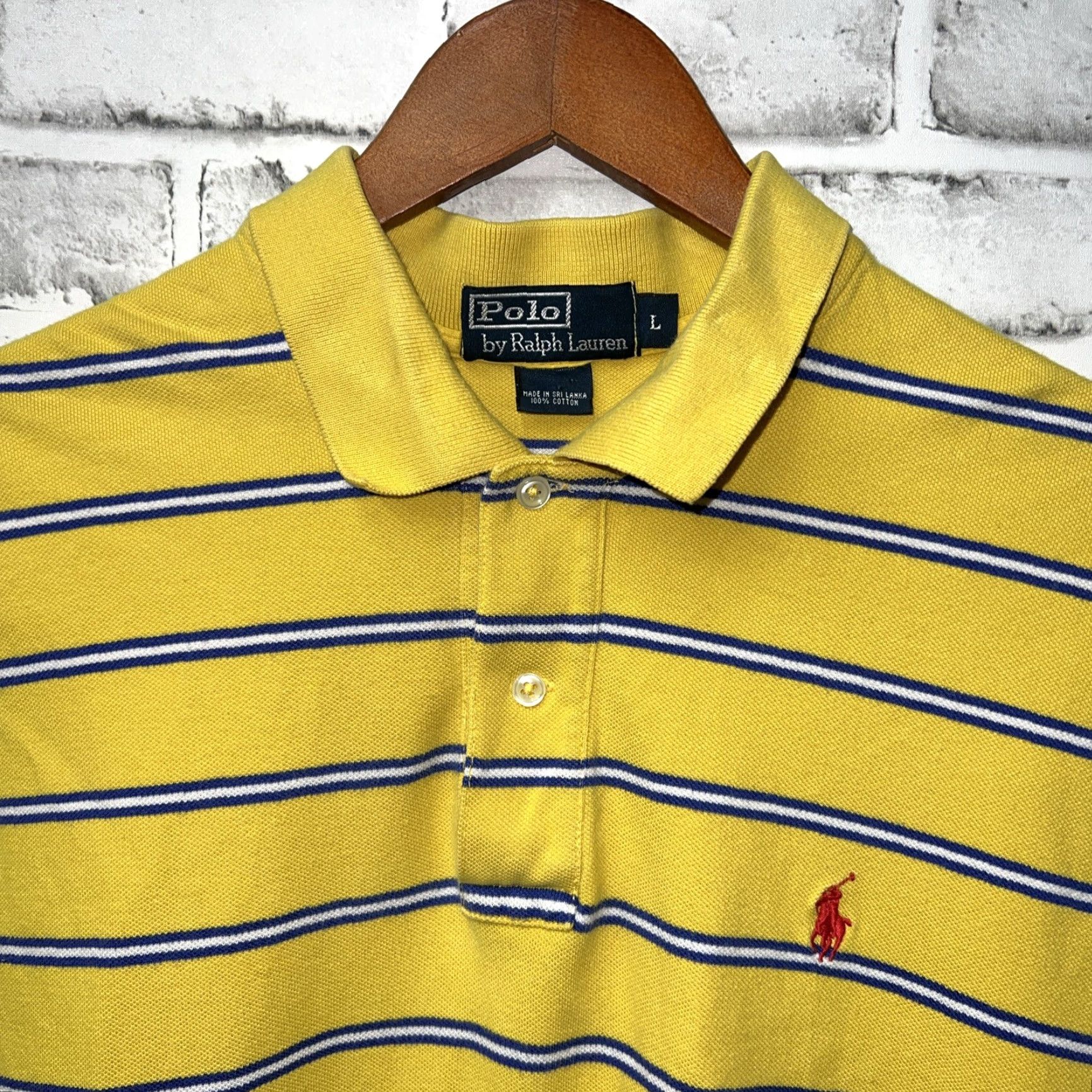 Ralph Lauren Polo Ralph Lauren Polo Shirt Striped Yellow Mens Size L Size US L / EU 52-54 / 3 - 2 Thumbnail