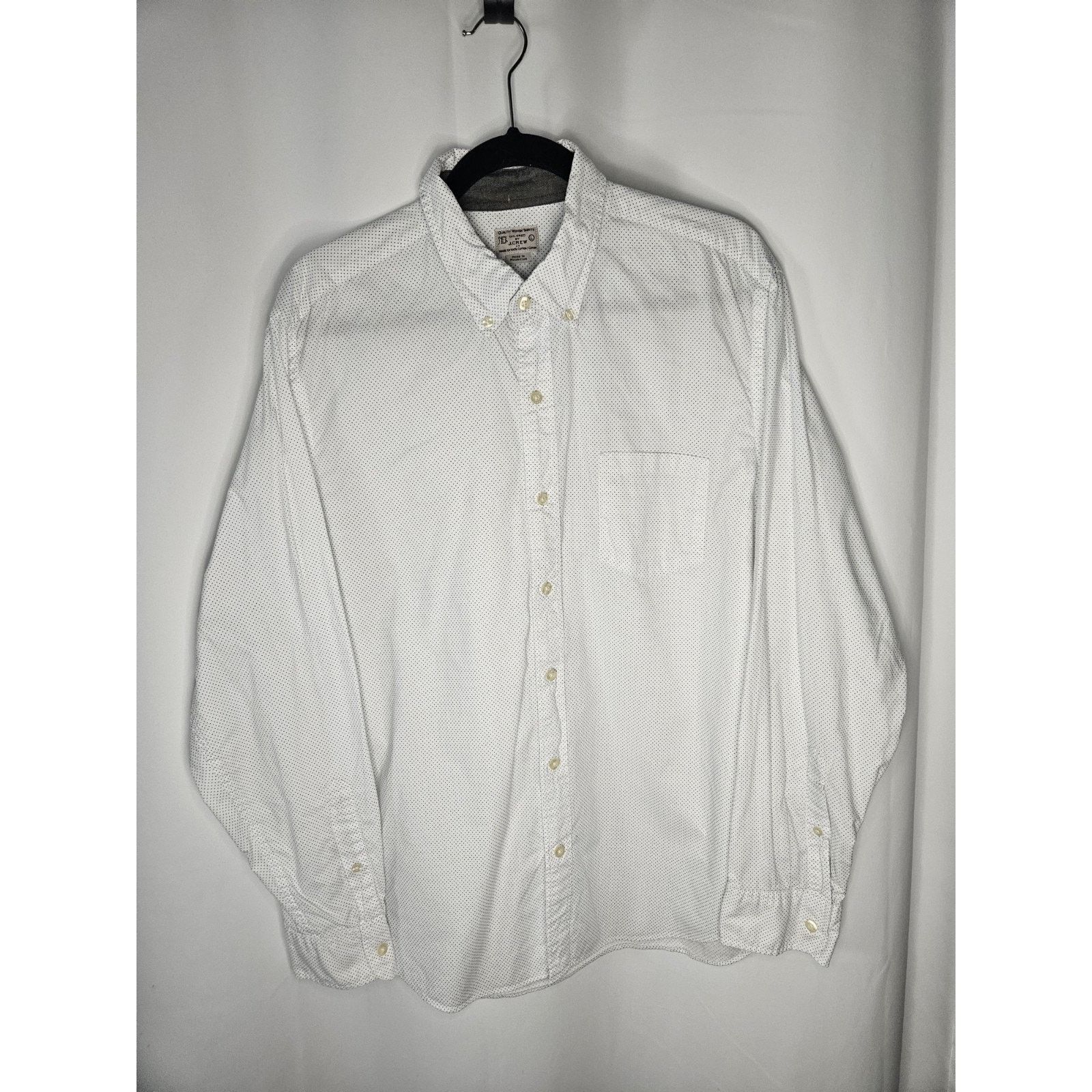 J.Crew VTG J. Crew Dress Shirt Men's Large White Navy Polka Dots Size US L / EU 52-54 / 3 - 1 Thumbnail