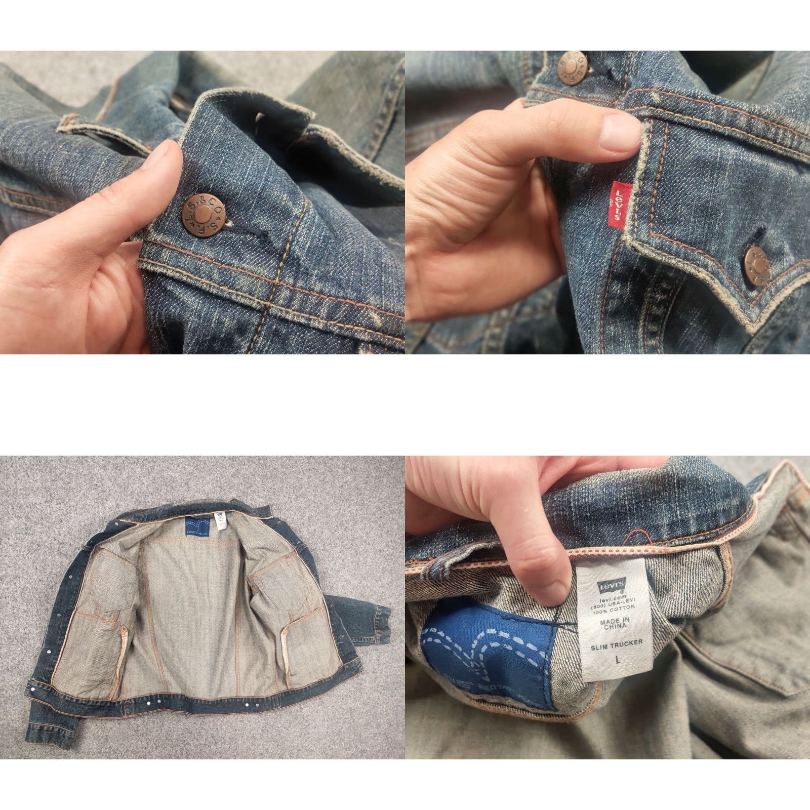 Levi's VINTAGE Levi's Trucker Jacket Slim Selvedge 90s Denim Blue Jacket Mens L XS? Size US L / EU 52-54 / 3 - 9 Thumbnail