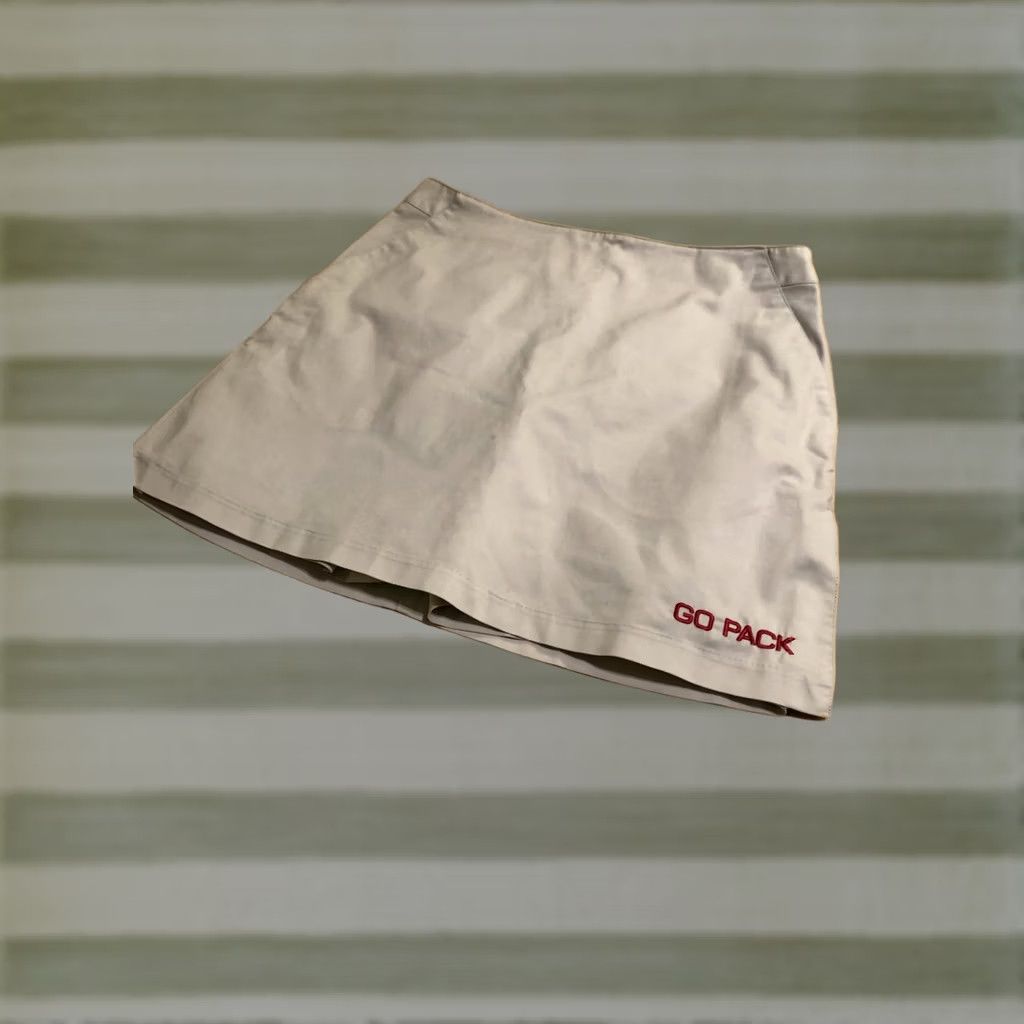 Adidas Adidas Skirt Skort Stretch Tennis Skirt Sz 14 Tan Khaki NC State Go Pack Womens 14 Tan Khaki Tennis Golf Skort Stretch State Theme Size 36" / US 14 / IT 50 - 1 Thumbnail
