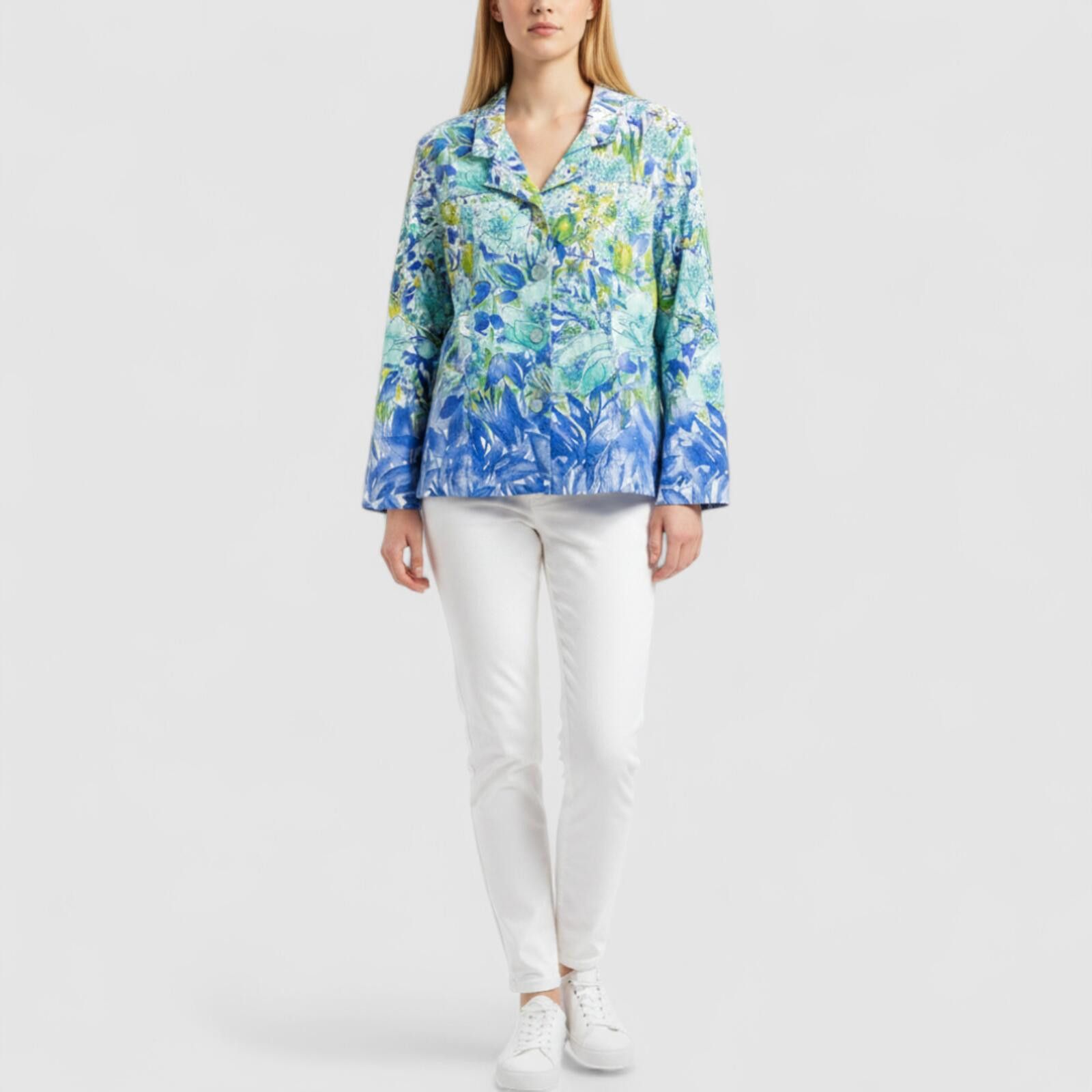Coldwater Creek Coldwater Creek Blue Floral Jacket Womens Petite Large Size L / US 10 / IT 46 - 2 Thumbnail