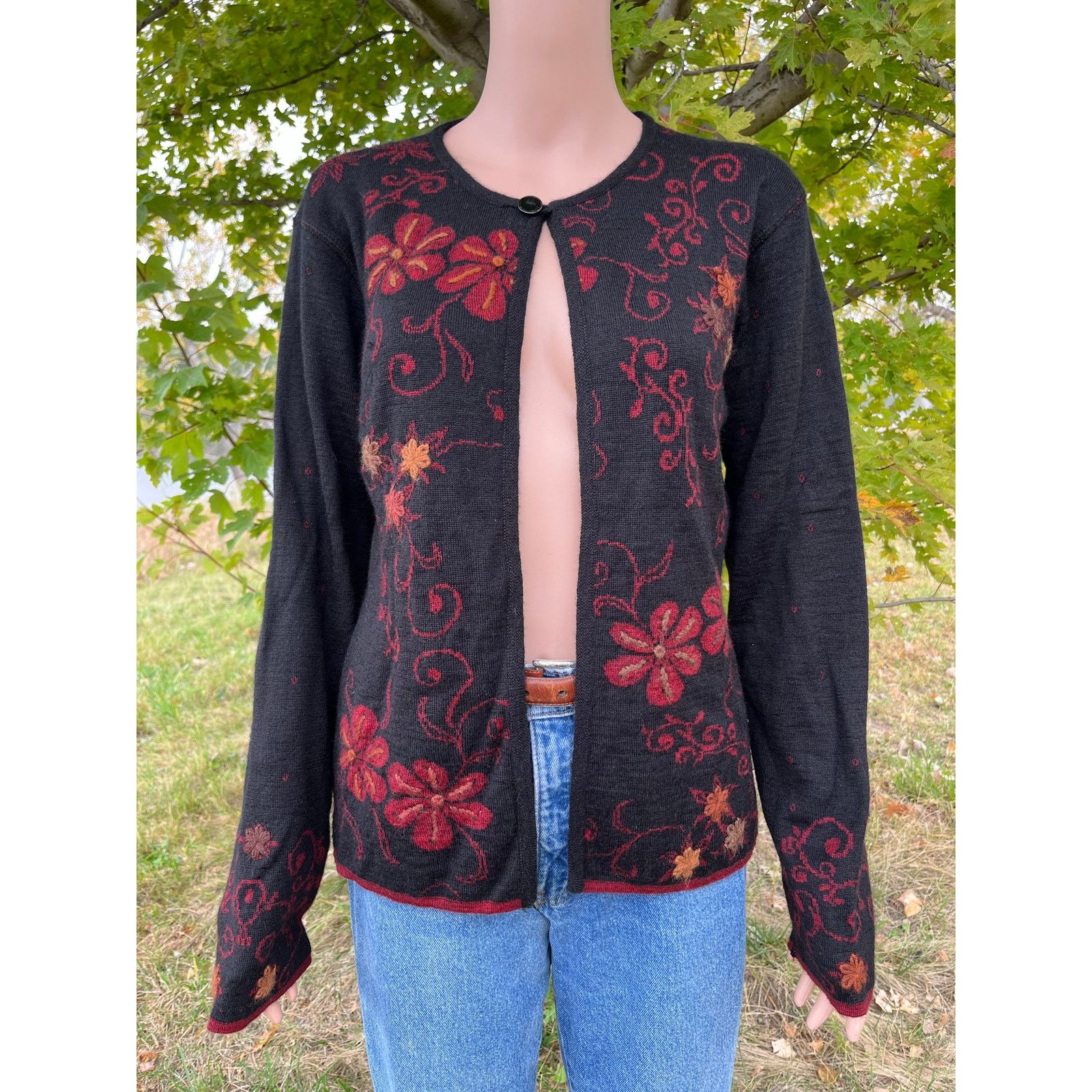 Other Alpaca Meadows Reversible Floral One Button Cardigan Size M / US 6-8 / IT 42-44 - 1 Thumbnail