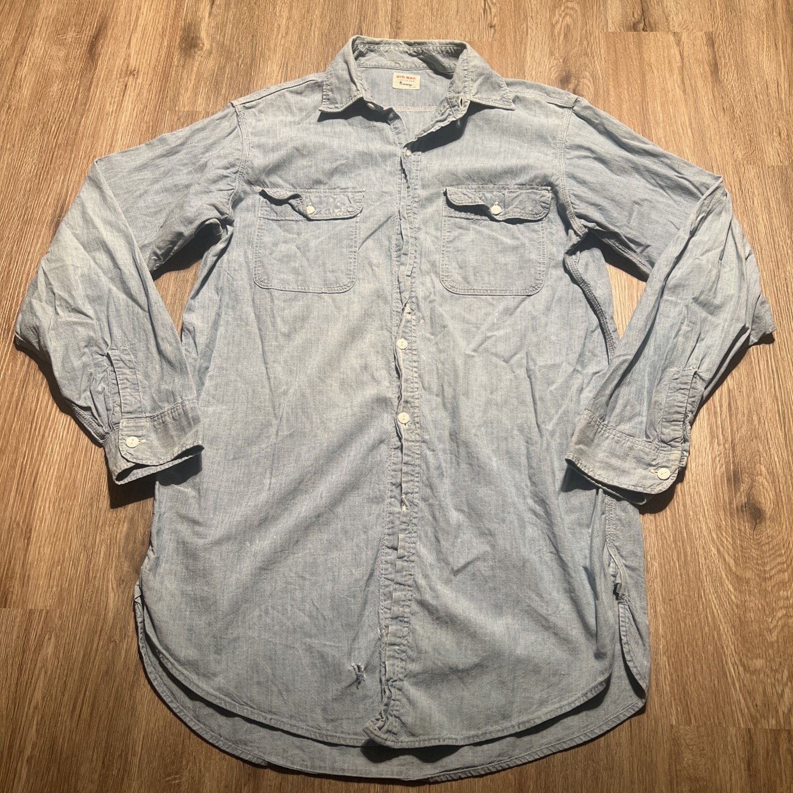 JCPenney Vintage 50s Penneys Sanforized Cotton Chambray Shirt Tall L Size US L / EU 52-54 / 3 - 1 Thumbnail