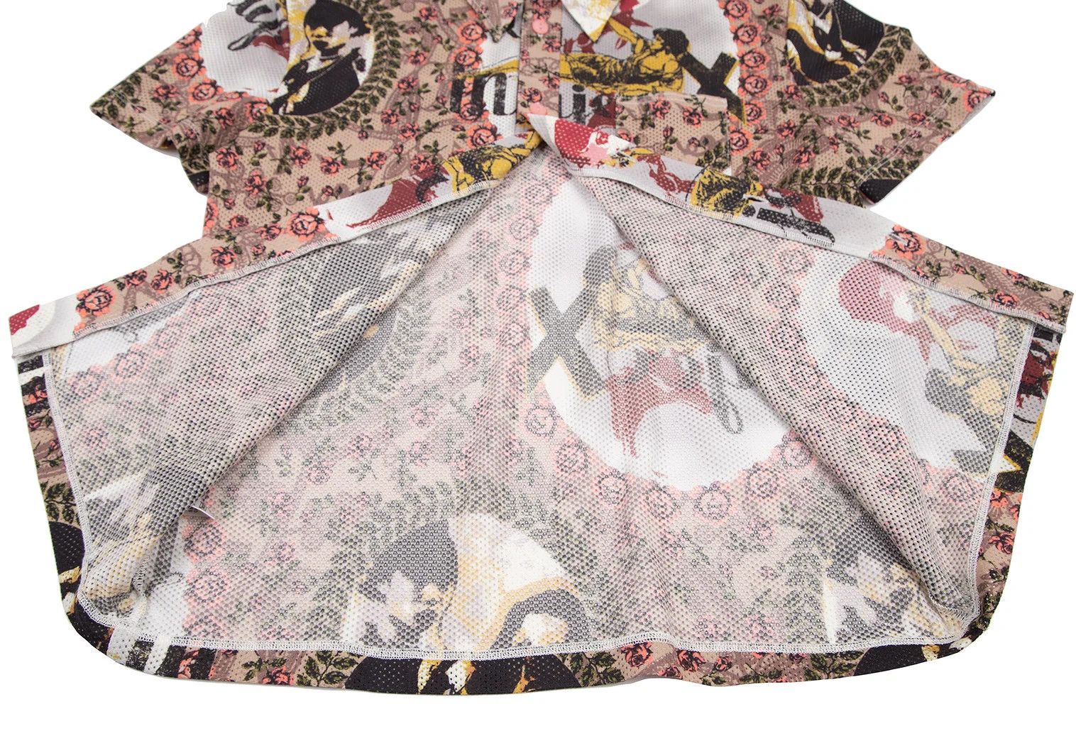 Jean Paul Gaultier Collage Print Poly Mesh Shirt in Mocha Multi Size 48 Size US M / EU 48-50 / 2 - 8 Thumbnail