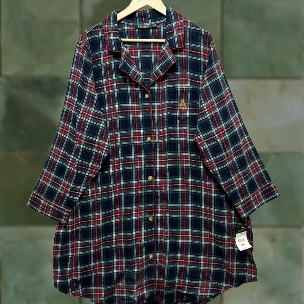 Ralph Lauren Lauren Ralph Lauren Women's Pajama Long Sleeve Shirt 2X Flannel Plaid NWT Size XXL / US 16-18 / IT 52-54 - 1 Thumbnail