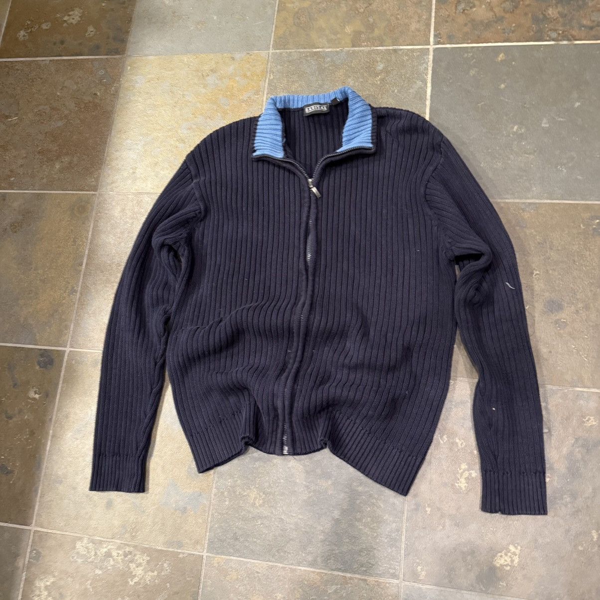 Vintage Vintage Barisal Navy blue zip-up sweater with blue collar Size US L / EU 52-54 / 3 - 1 Thumbnail