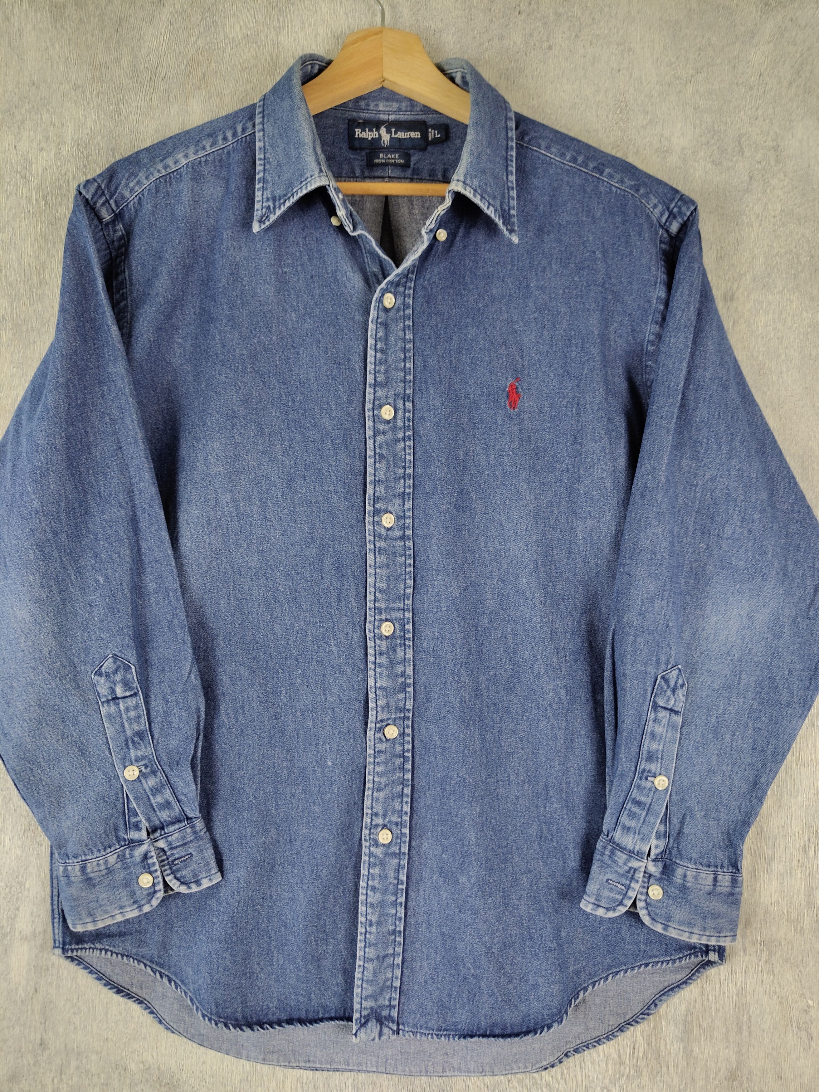 Polo Ralph Lauren Vintage Polo Ralph Lauren Button Up Denim Shirt Size US L / EU 52-54 / 3 - 2 Thumbnail
