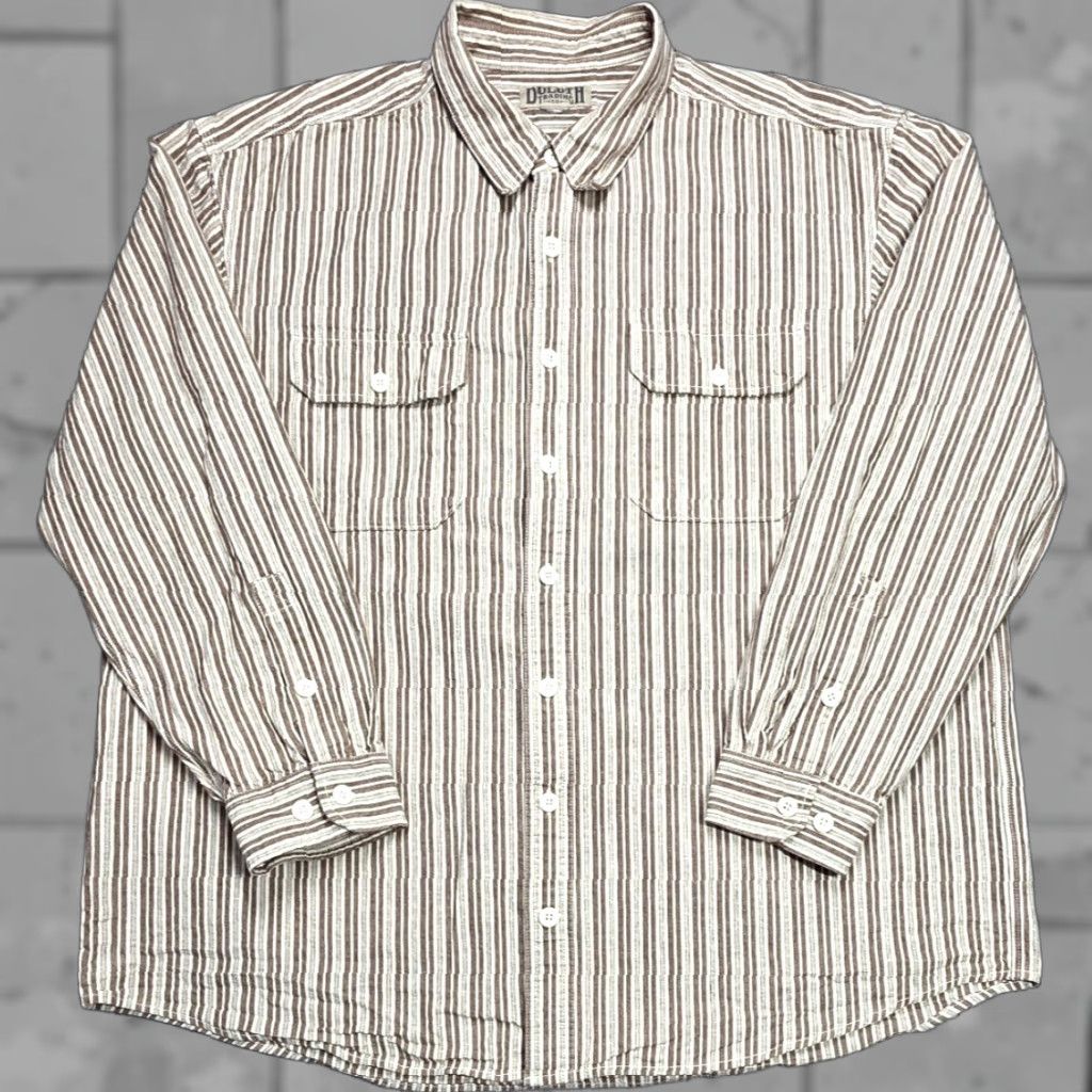 Duluth Trading Company Duluth Trading Co Men's Shirt Striped Brown Button Up Work Shirt Cotton Size XXL Size US XXL / EU 58 / 5 - 1 Thumbnail