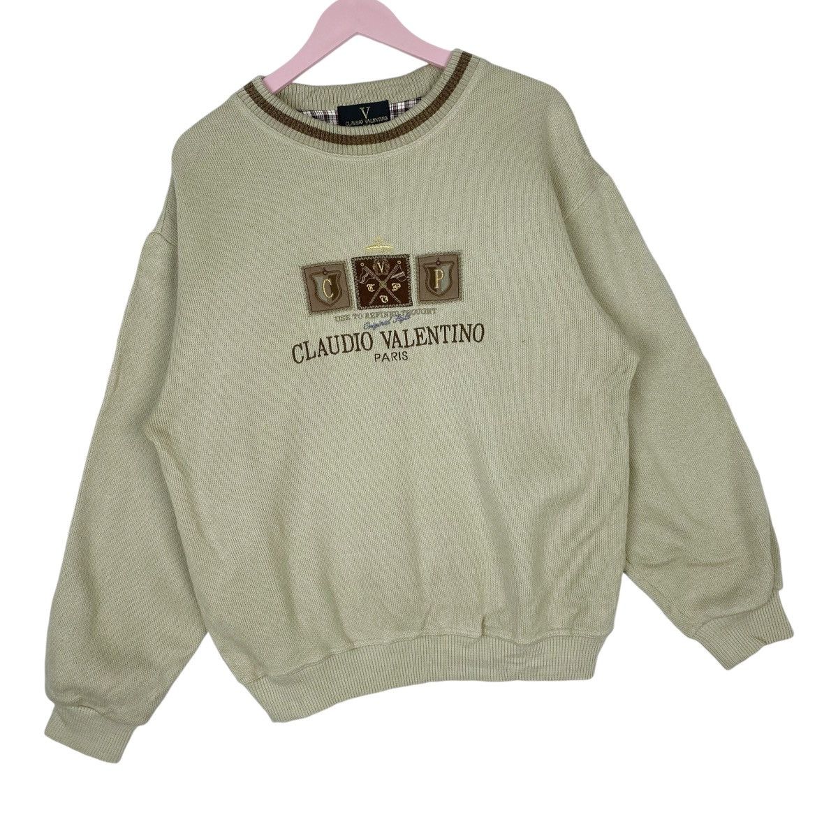 Designer × Vintage Claudio Valentino Big Logo Sweatshirt Crewneck Pullover Jump Size US M / EU 48-50 / 2 - 4 Thumbnail