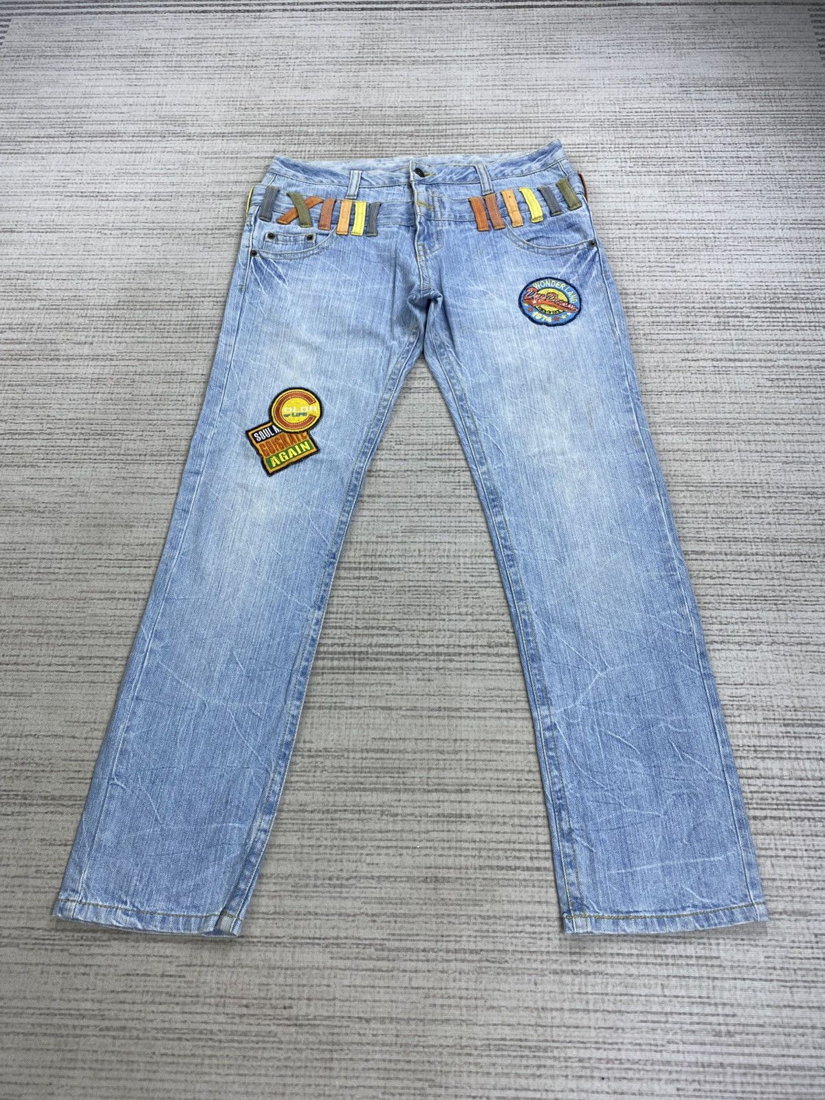 Japanese Brand Vintage Wonderland Double Waist Patchwork Denim Pants Size US 32 / EU 48 - 1 Thumbnail